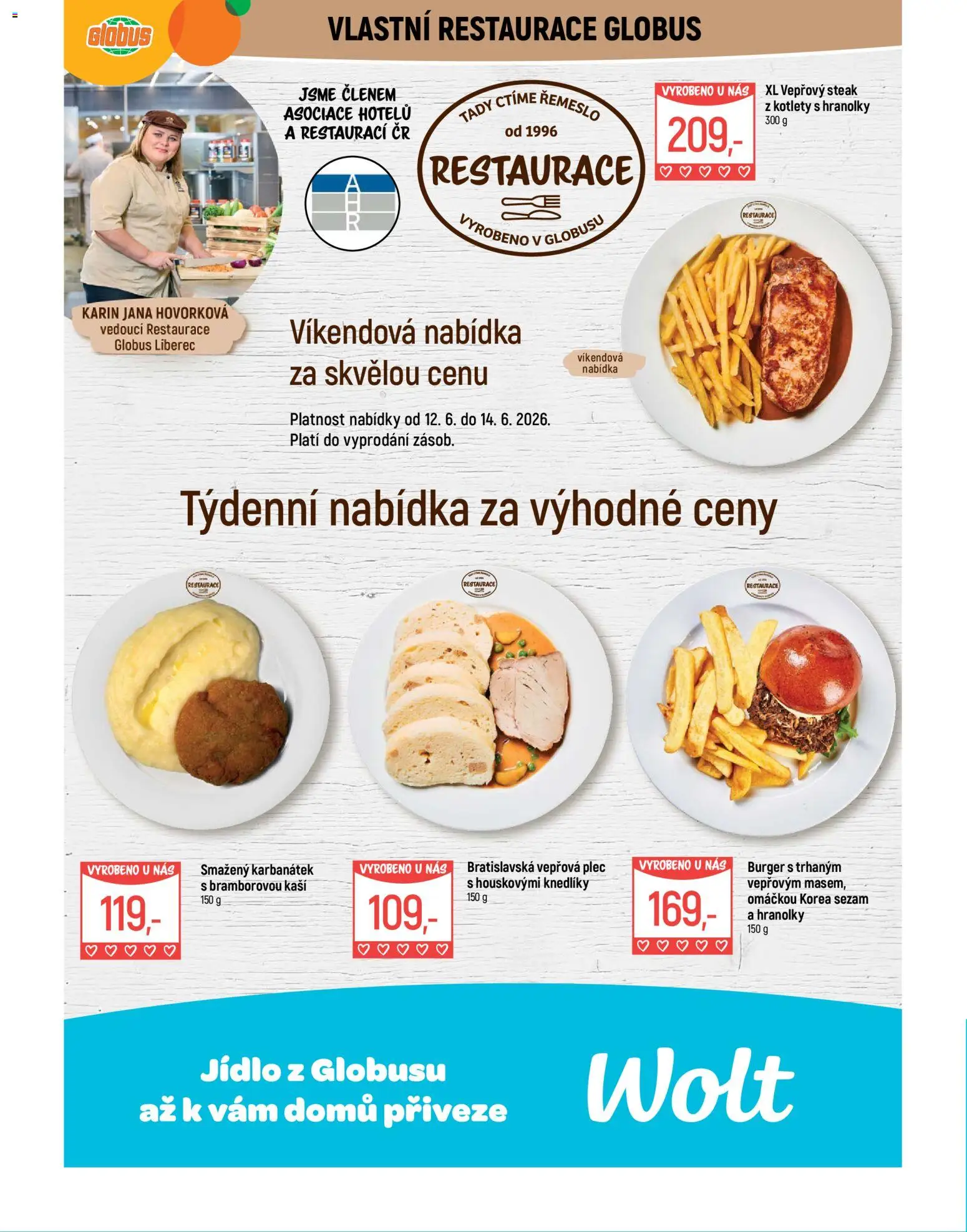 Globus leták - Liberec od 10.06.2026 | Strana: 5 | Produkty: Burger, Globus, Hranolky, Vepřová plec