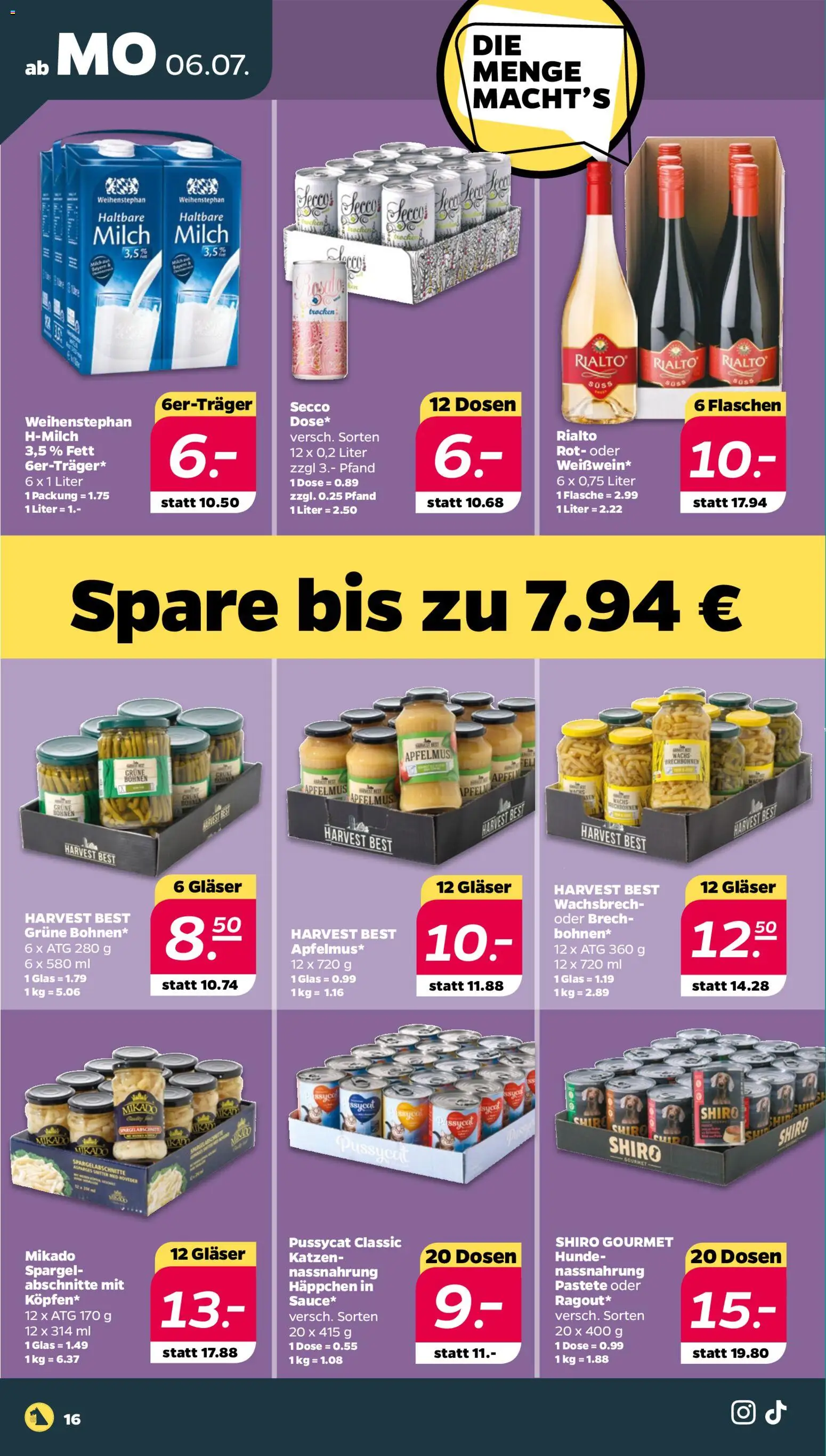 Netto Prospekt – gültig ab 06.07.2026 | Seite: 16 | Produkte: Milch, Haltbare milch, Spargel