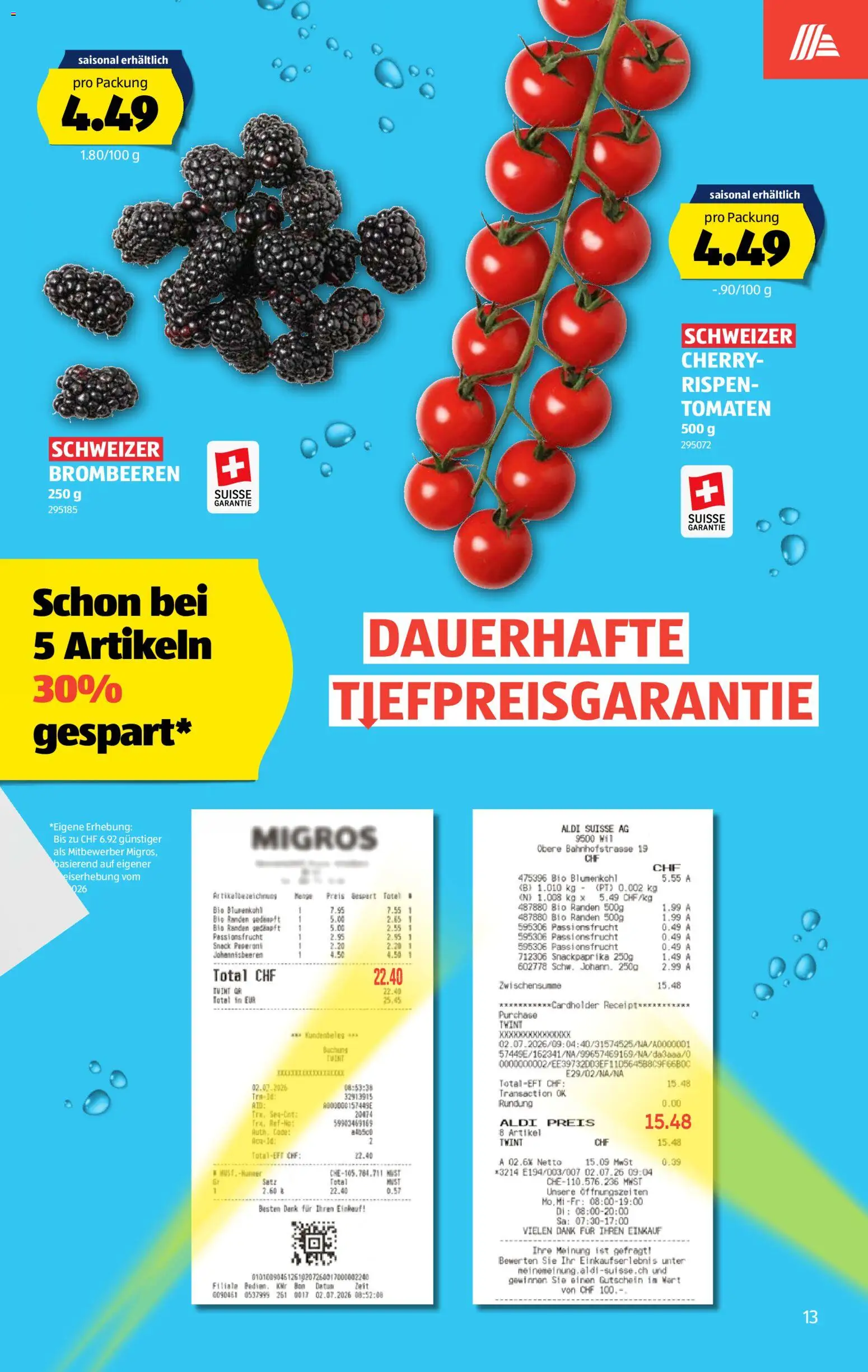 Aldi aktionen – gültig ab 06.08.2026 | Seite: 13 | Produkte: Tomaten, Blumenkohl
