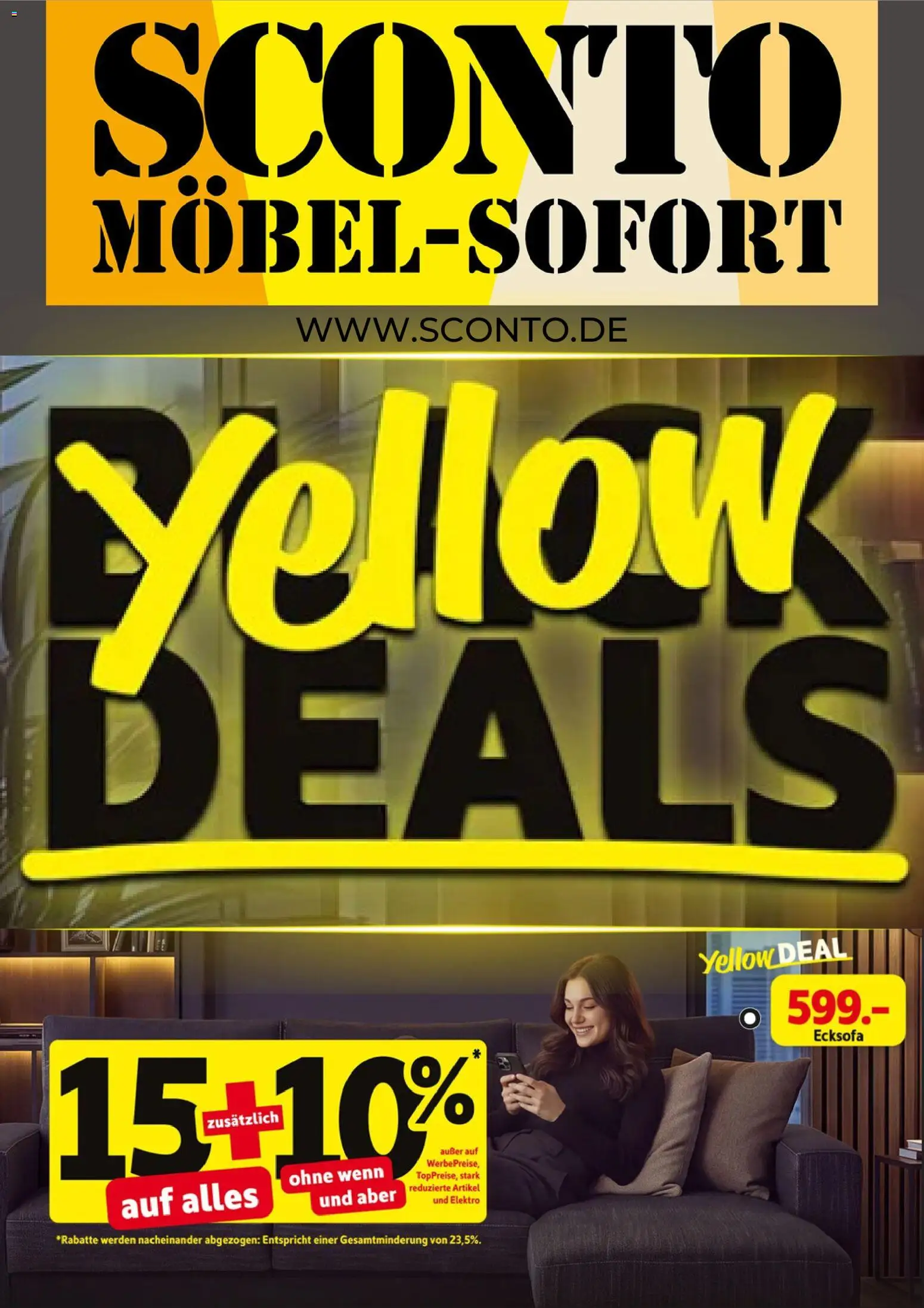 Sconto Yellow deals – gültig ab 26.10.2026 | Seite: 1 | Produkte: Ecksofa