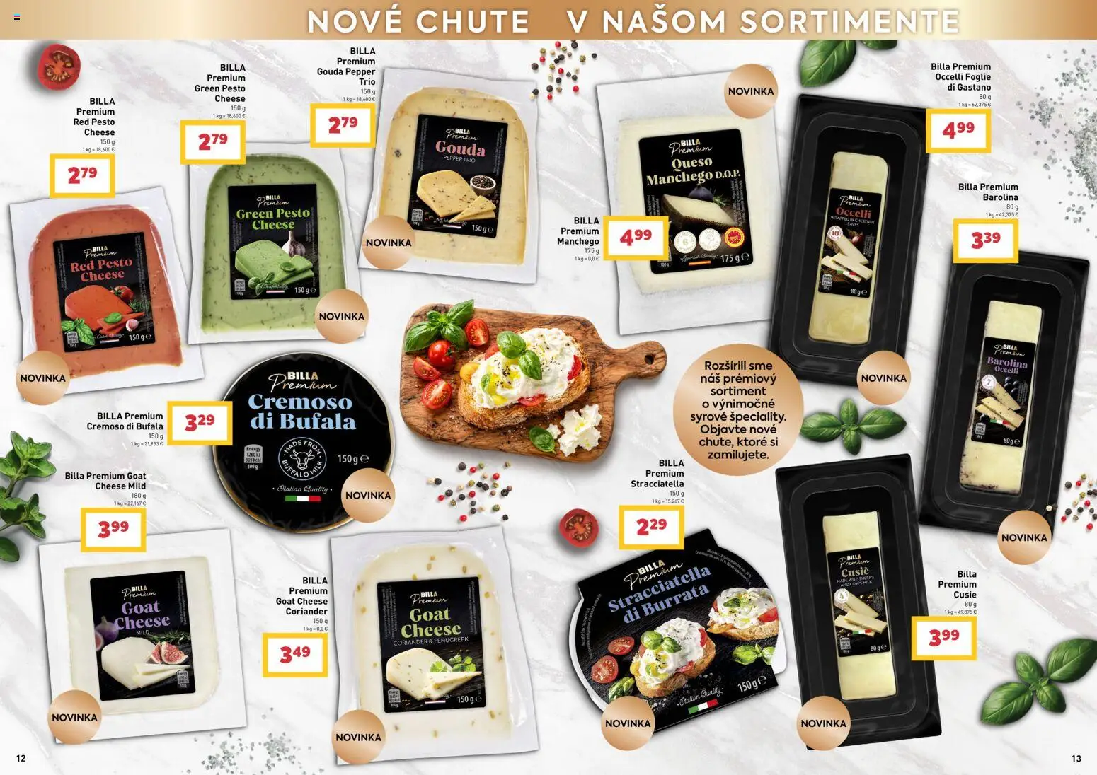 Nové Billa akcie – leták je platný od 21.10.2026 | Strana: 7 | Produkty: Gouda, Burrata, Pesto