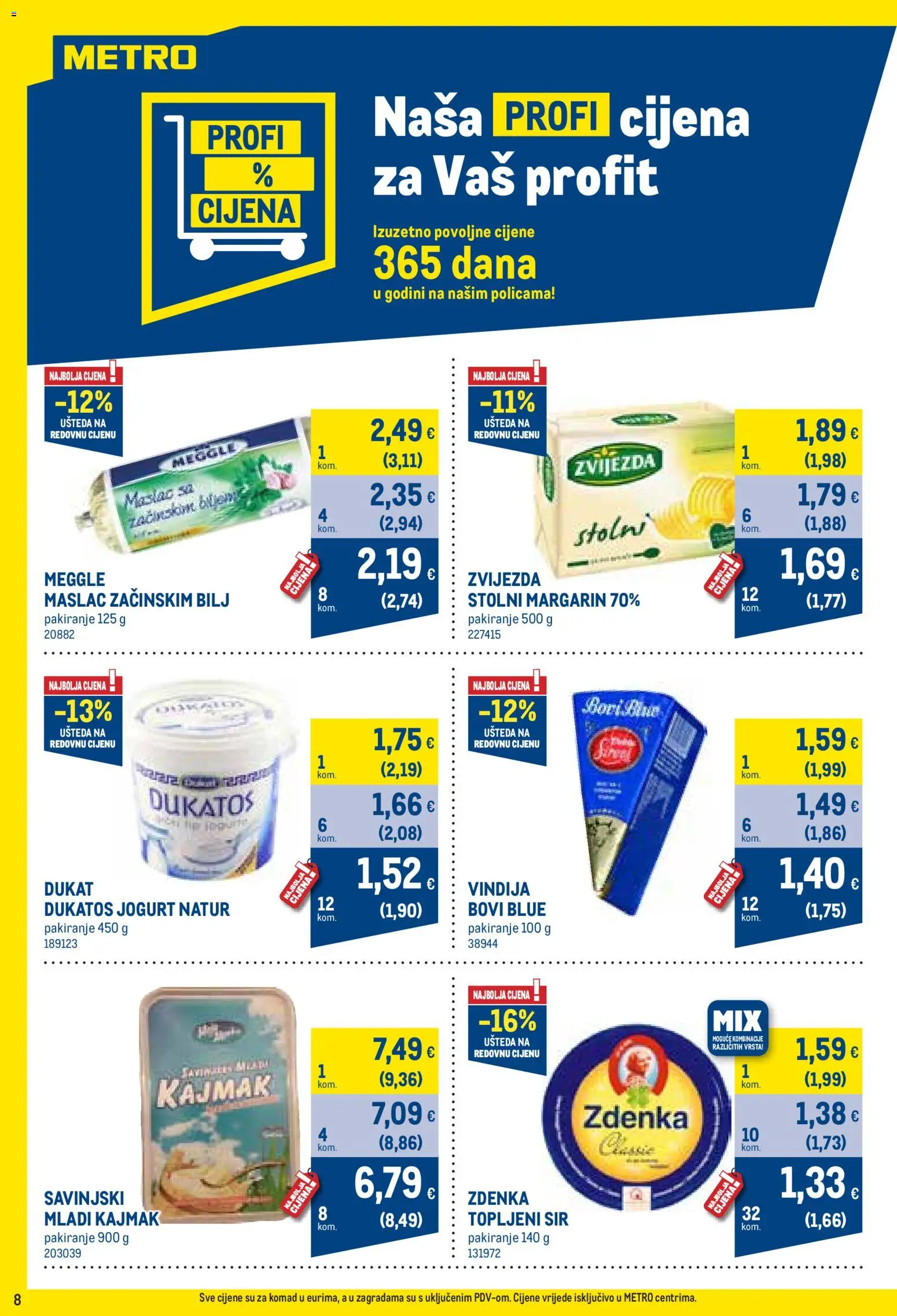 Metro katalog | vrijedi od 01.06.2026 | Stranica: 8 | Proizvodi: Vindija, Maslac, Sir, Margarin