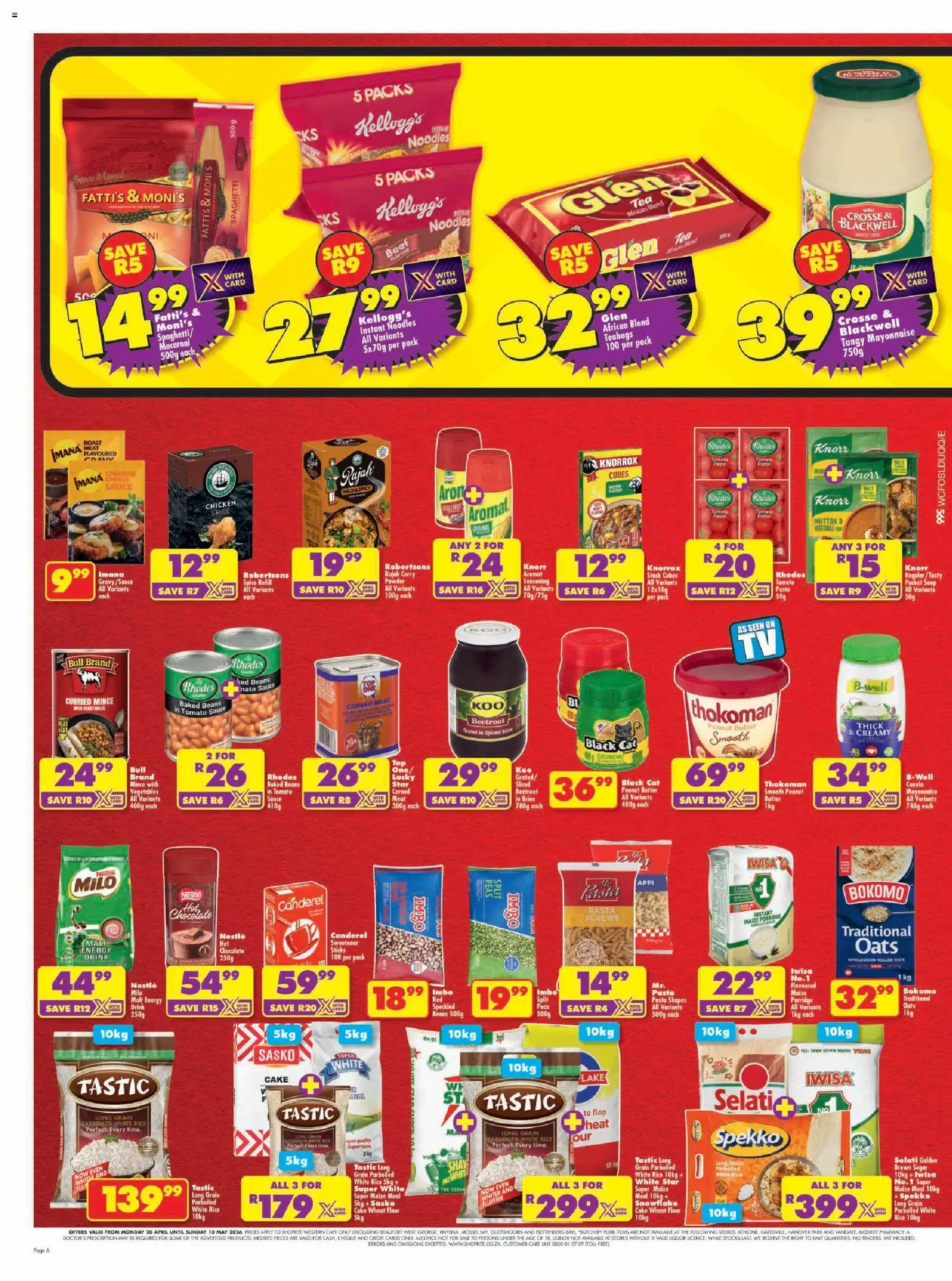 New Shoprite catalogue – valid from 20.04.2026 | Page: 6 | Products: Cake, Beans, Hot chocolate, Peanut butter