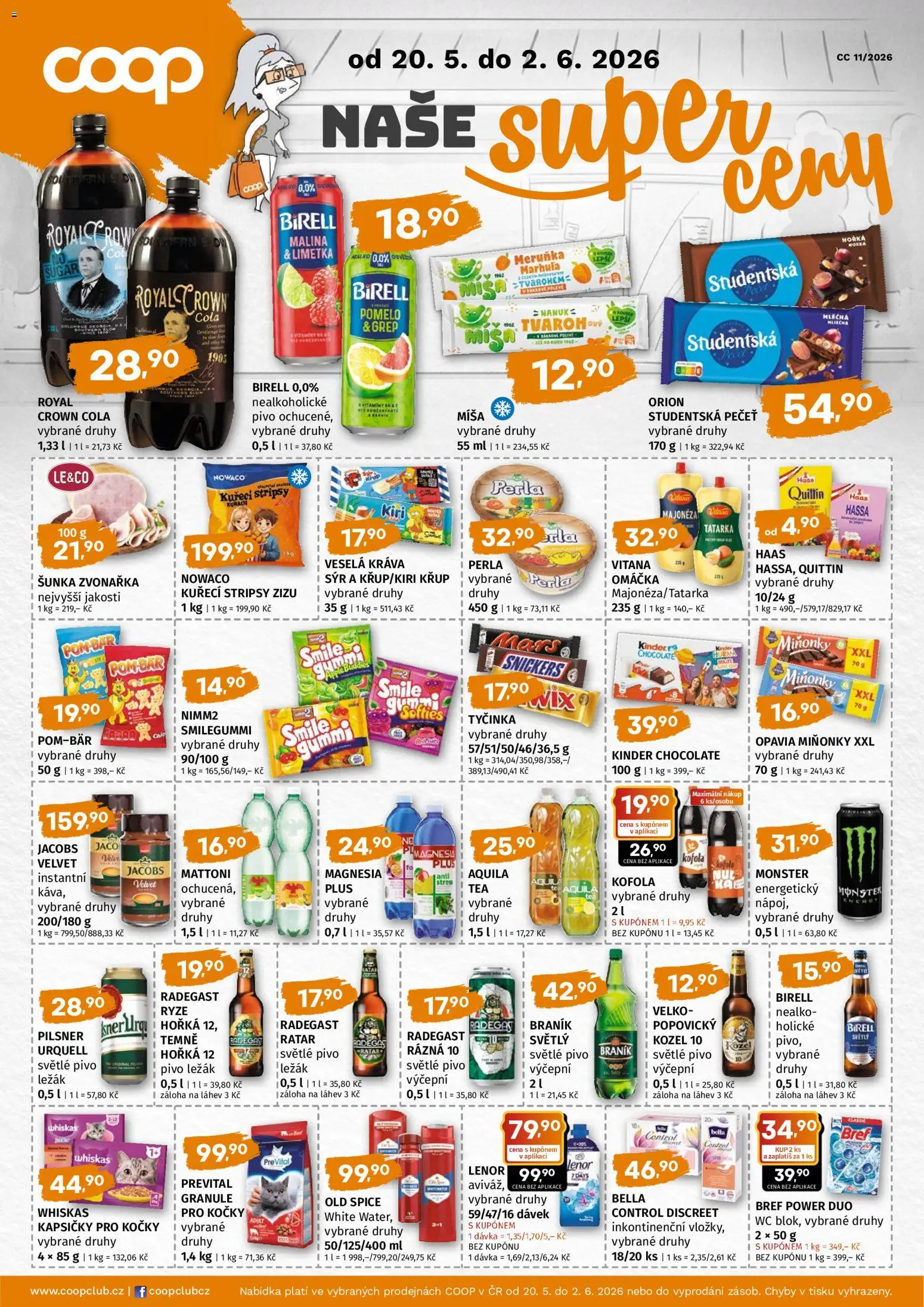 Coop leták - Super cena od 20.05.2026 | Strana: 1 | Produkty: Tatarka, Birell, Whiskas, Grep