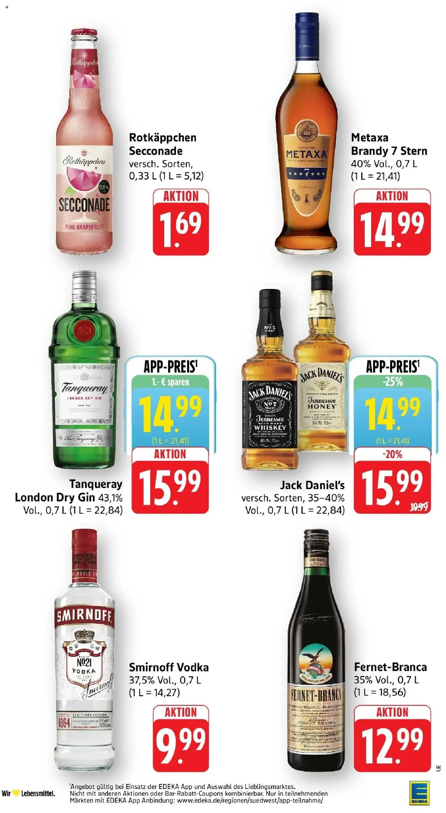 Edeka Prospekt Heilbronn (ab 12.10.2026) » Angebote Online | Seite: 39 | Produkte: Metaxa, Smirnoff, Fernet, Gin
