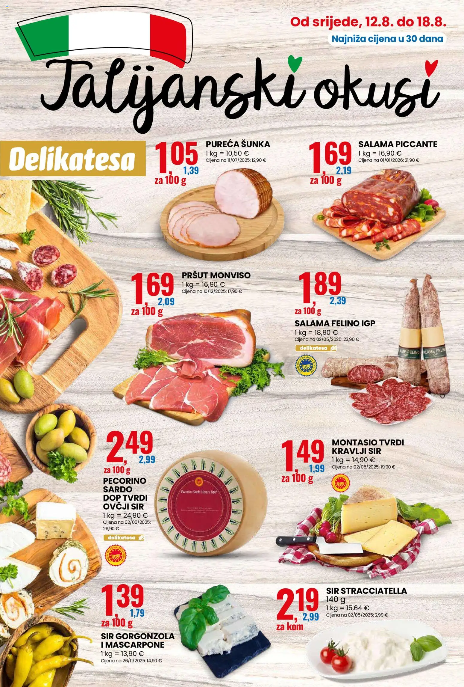 Eurospin katalog | vrijedi od 12.08.2026 | Stranica: 2 | Proizvodi: Ovčji sir, Stracciatella sir, Mascarpone, Sir