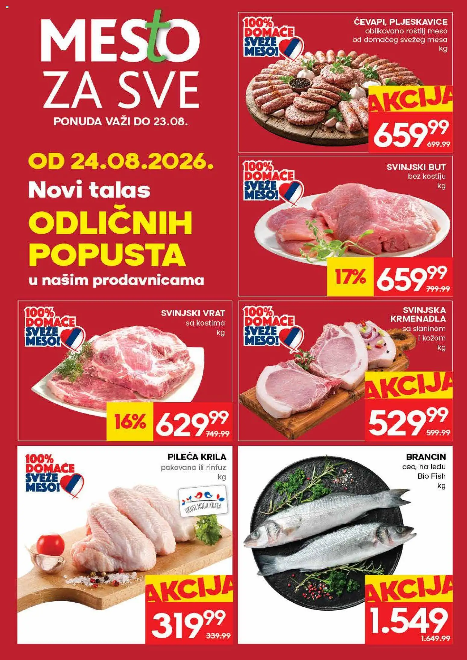 Mercator katalog - važi od 17.08.2026 | Strana: 6 | Proizvode: Brancin, Svinjski but, Roštilj meso, Roštilj