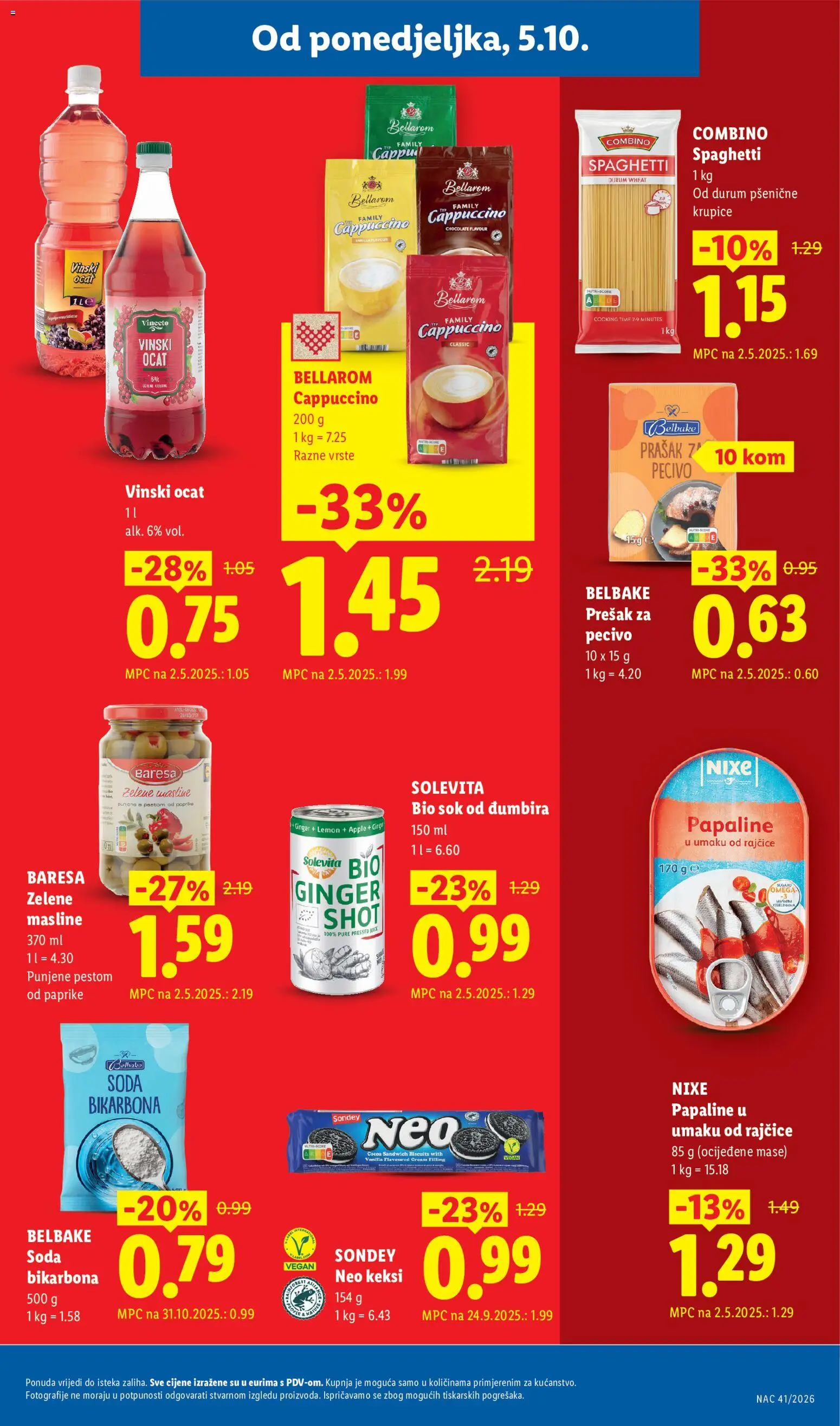 Lidl katalog | vrijedi od 12.10.2026 | Stranica: 5 | Proizvodi: Omega, Soda bikarbona, Sok, Masline