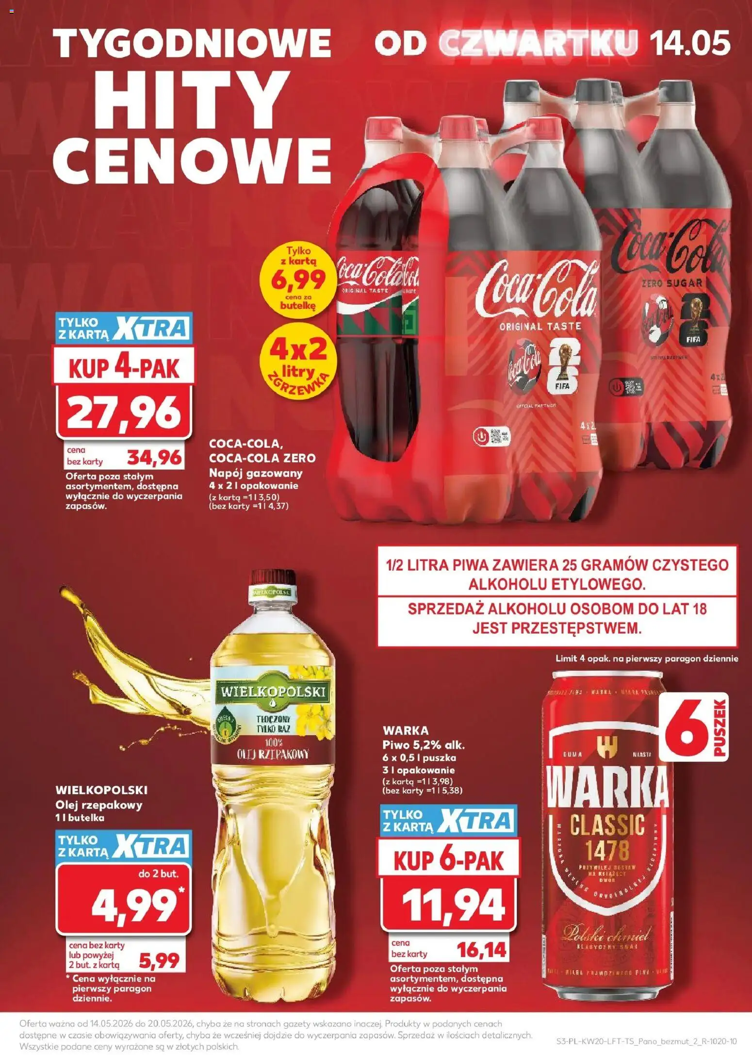 Kaufland gazetka od 14.05.2026 | Strona: 3 | Produkty: Karta, Olej rzepakowy, Warka, Piwo