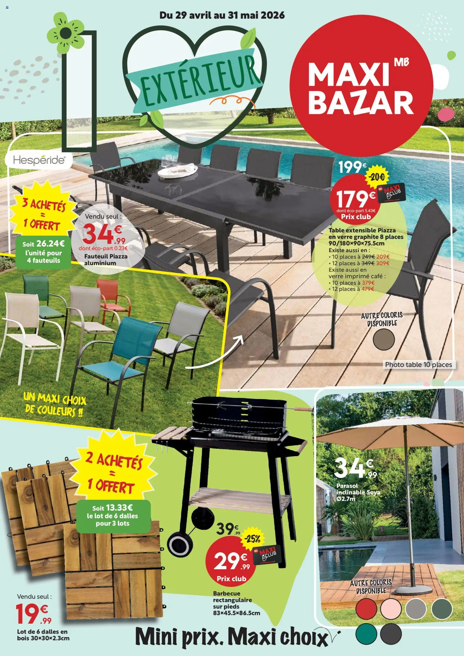 {H1} | Page: 1 | Produits: Table extensible, Parasol inclinable, Table, Café