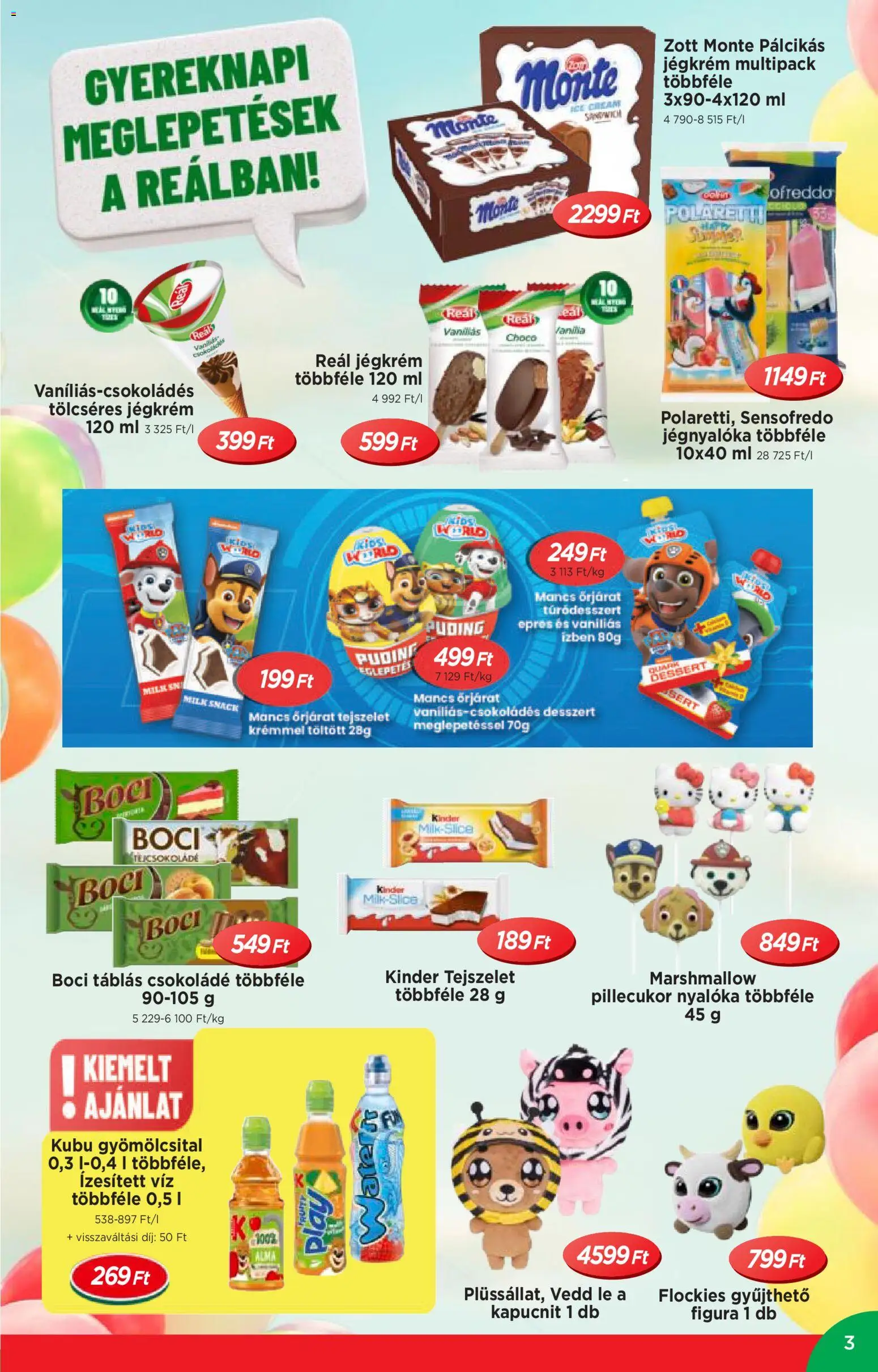 Reál akciós ujság - amely érvényes a következő dátumtól: 06.05.2026 | Oldal: 3 | Termékek: Fanta, Tejszelet, Csokoládé, Jégkrém