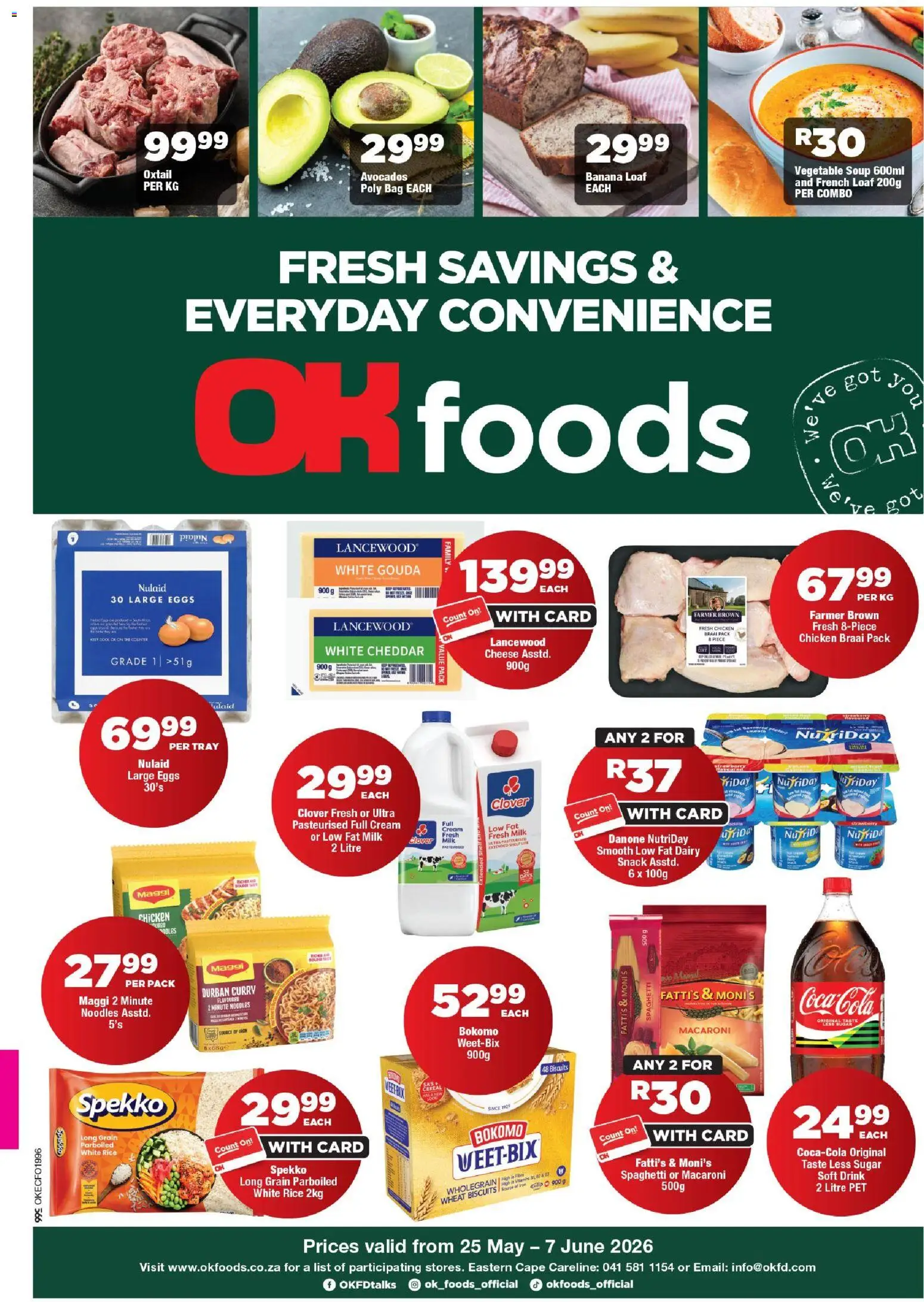 New OK Foods catalogue – valid from 25.05.2026 | Page: 1 | Products: Tray, Cheese, Cream, Sugar