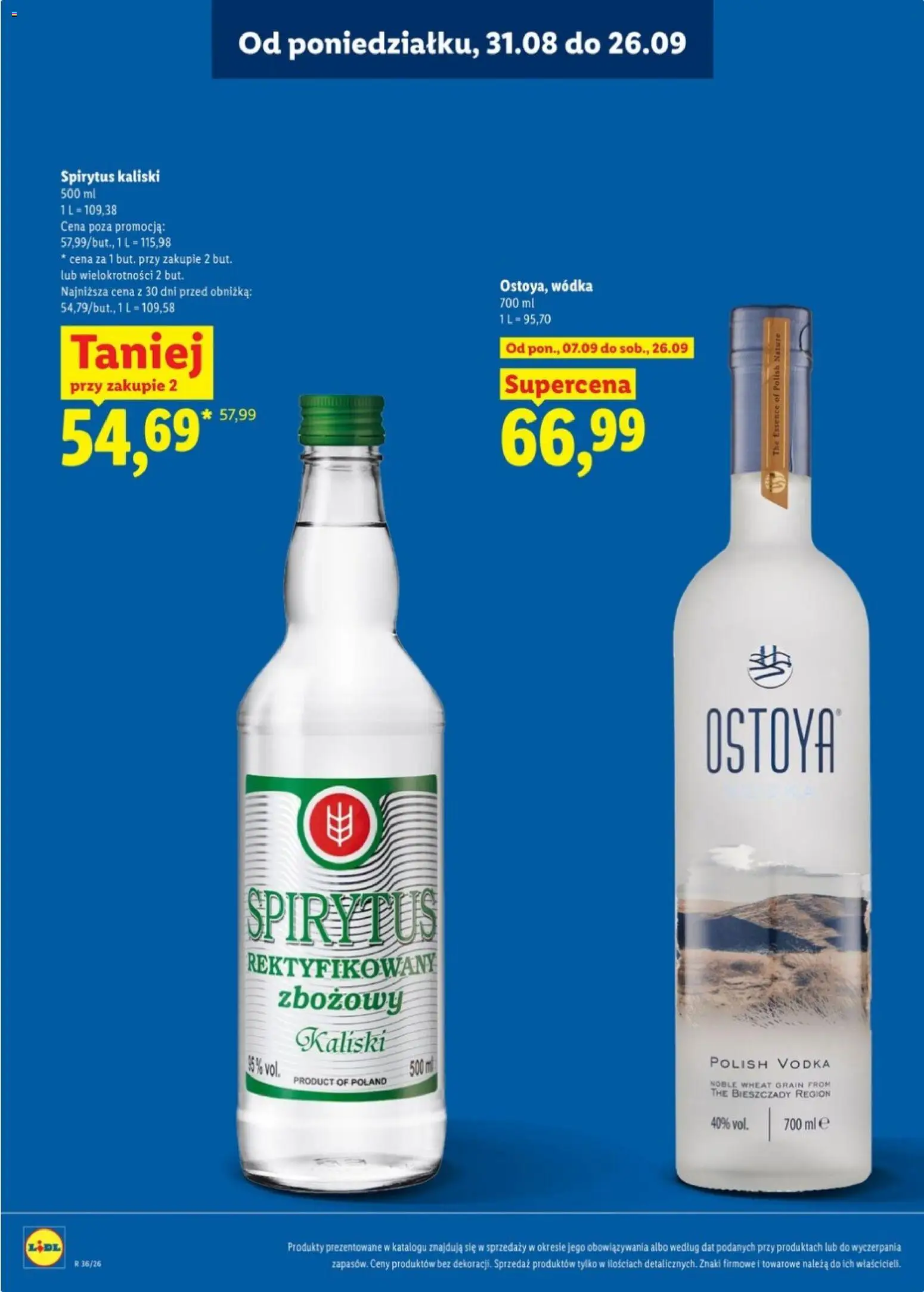 Lidl Katalog alkoholi mocnych od 31.08.2026 | Strona: 10 | Produkty: Spirytus Kaliski, Spirytus rektyfikowany, Vodka, Wódka