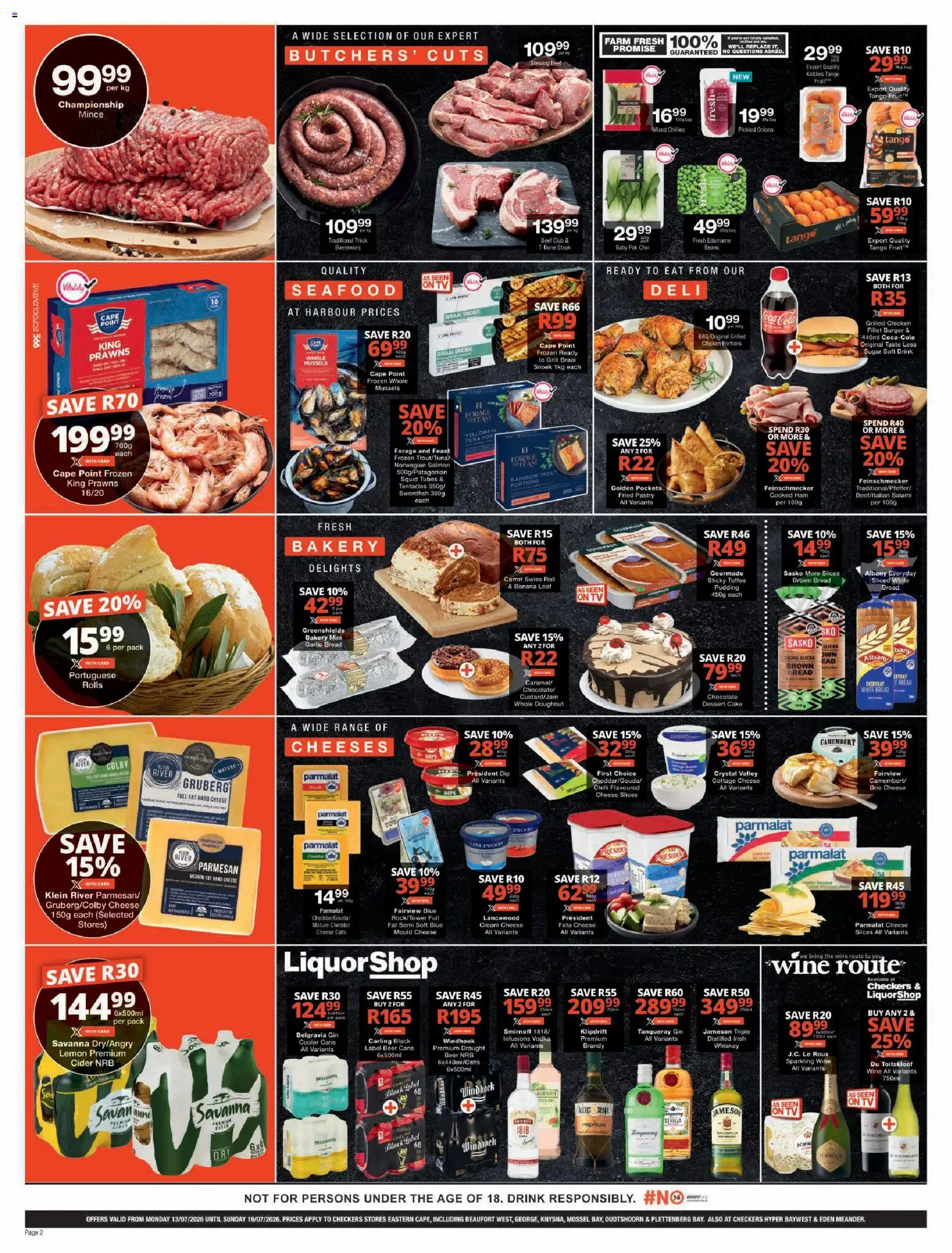 New Checkers catalogue – valid from 13/07/2026 | Page: 2 | Products: Beans, Cooler, Onions, Seafood