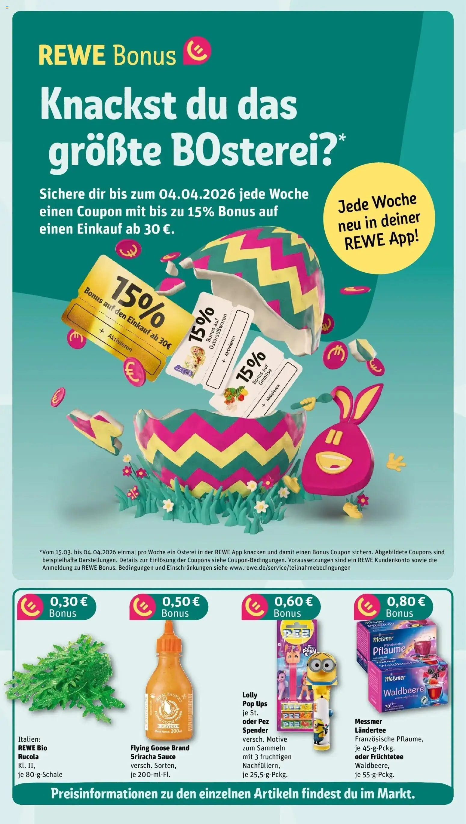 Rewe Prospekt Neunburg Vorm Wald	 – gültig ab 15.03.2026 | Seite: 3 | Produkte: Messmer, Rucola, Gemüse