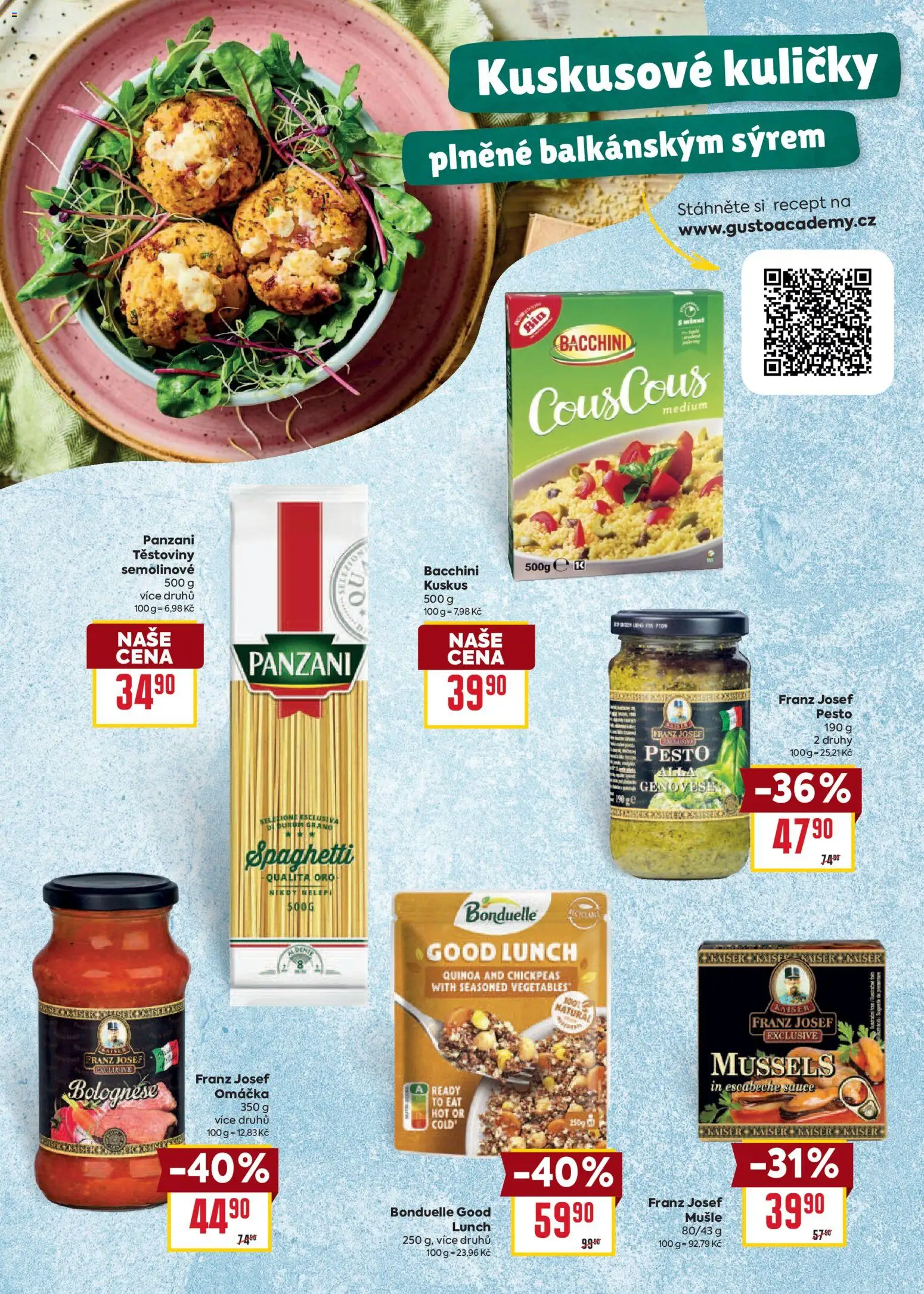 Billa leták - Bohatá chuť středomoří od 20.05.2026 | Strana: 10 | Produkty: Těstoviny, Pesto, Kuskus, Quinoa