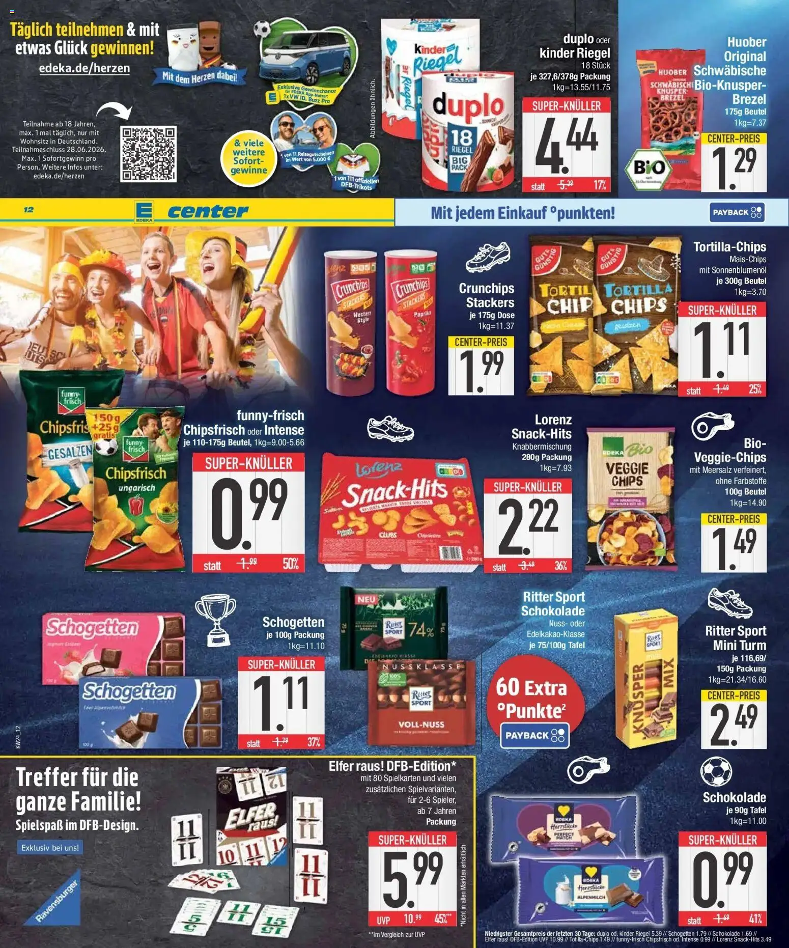 E center Prospekt Neuburg An Der Donau – gültig ab 08.06.2026 | Seite: 12 | Produkte: Ritter sport, Kinder riegel, Schogetten, Chips