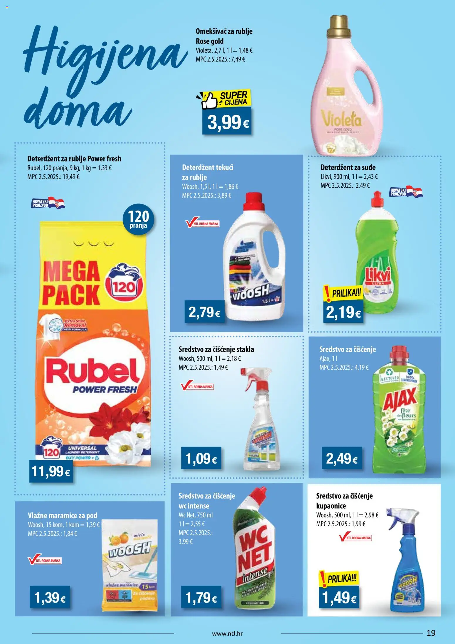 NTL katalog | vrijedi od 24.06.2026 | Stranica: 19 | Proizvodi: Rubel, Omekšivač, Tekući deterdžent, Ajax