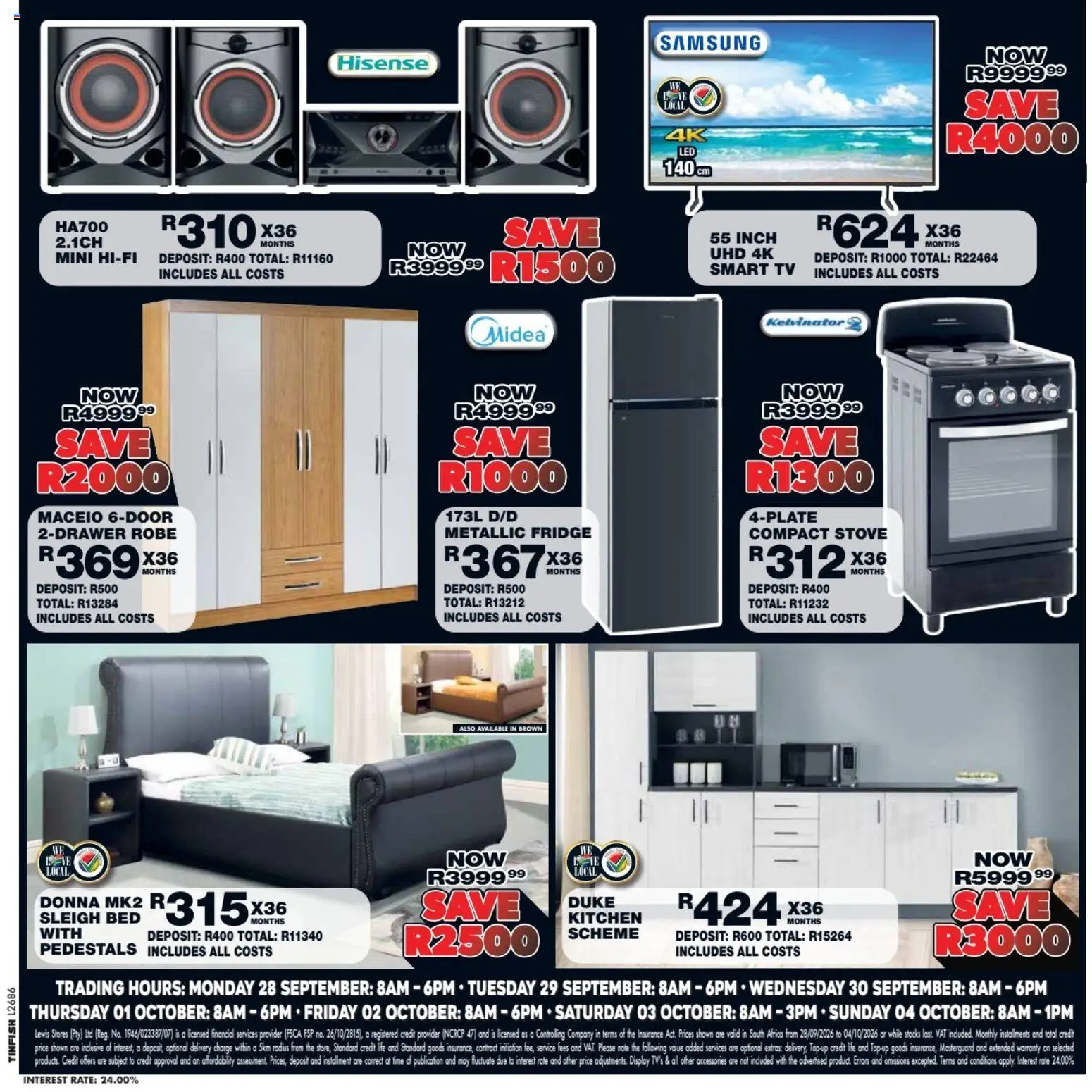 New Lewis Stores catalogue – valid from 28/09/2026 | Page: 3 | Products: Stove, Bed, TV, Fridge