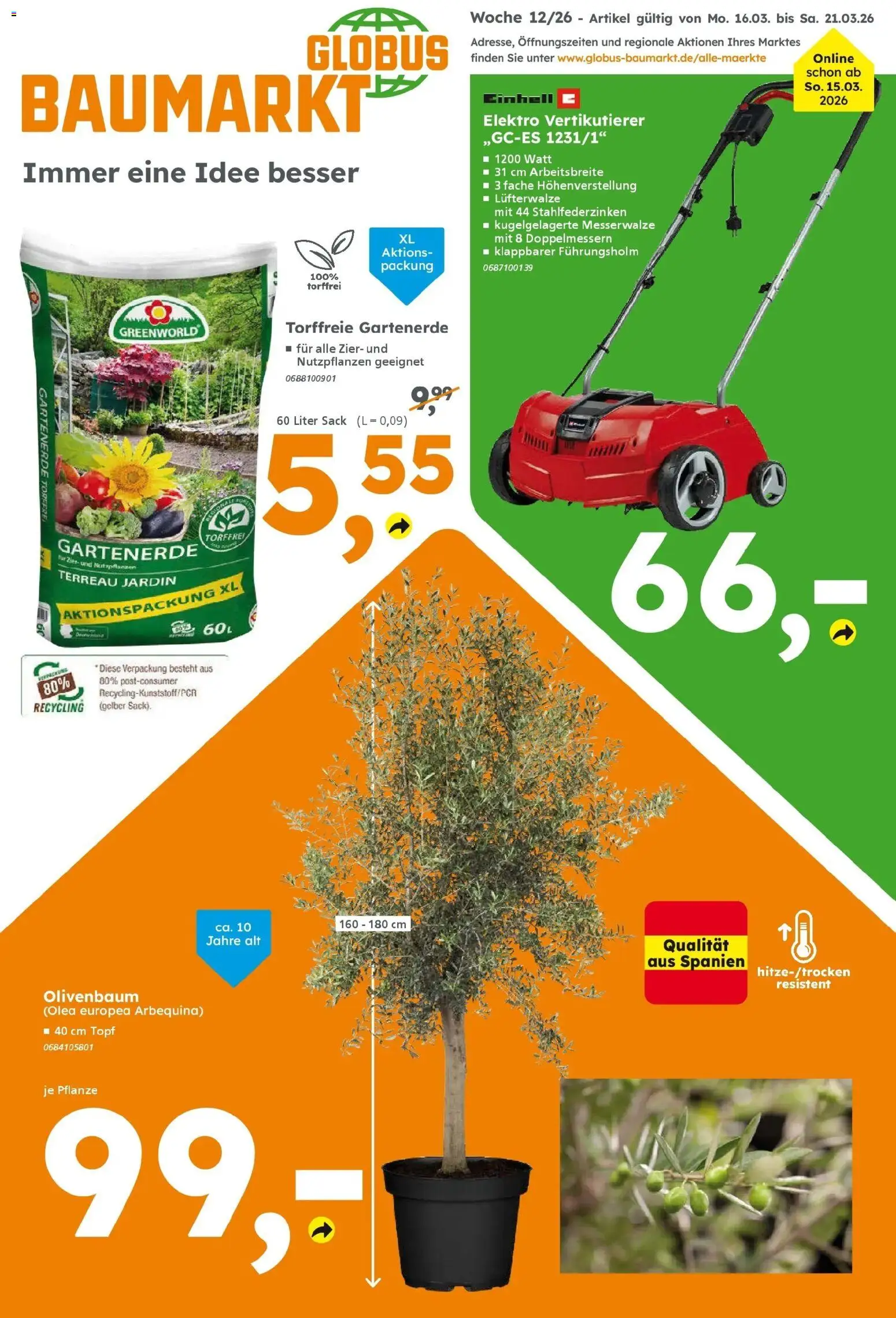 Globus Baumarkt Prospekt Herbolzheim	 – gültig ab 16.03.2026 | Seite: 1
