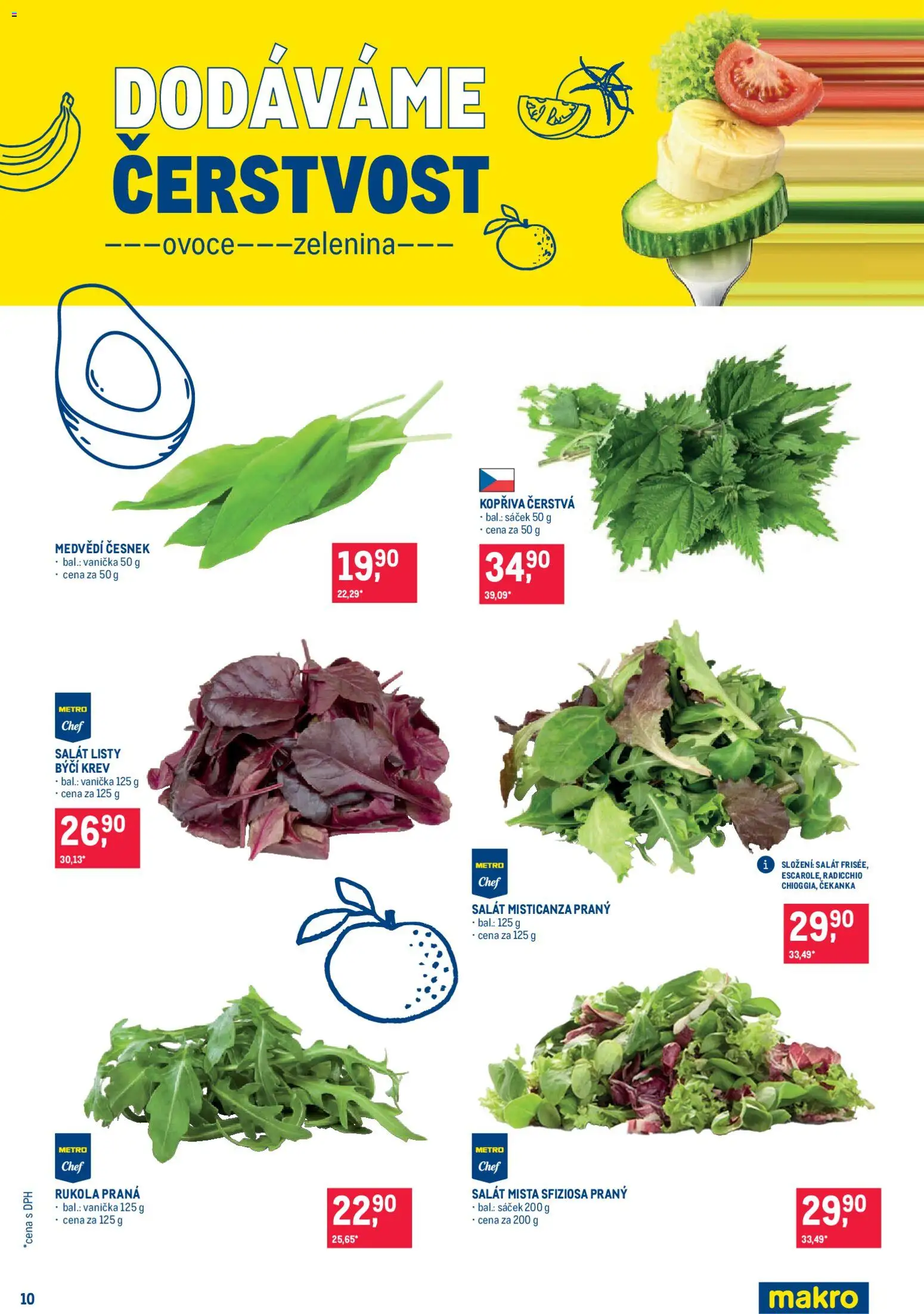 Makro leták - Pro milovníky jídla od 08.04.2026 | Strana: 10 | Produkty: Ovoce, Salát, Rukola, Ovoce zelenina