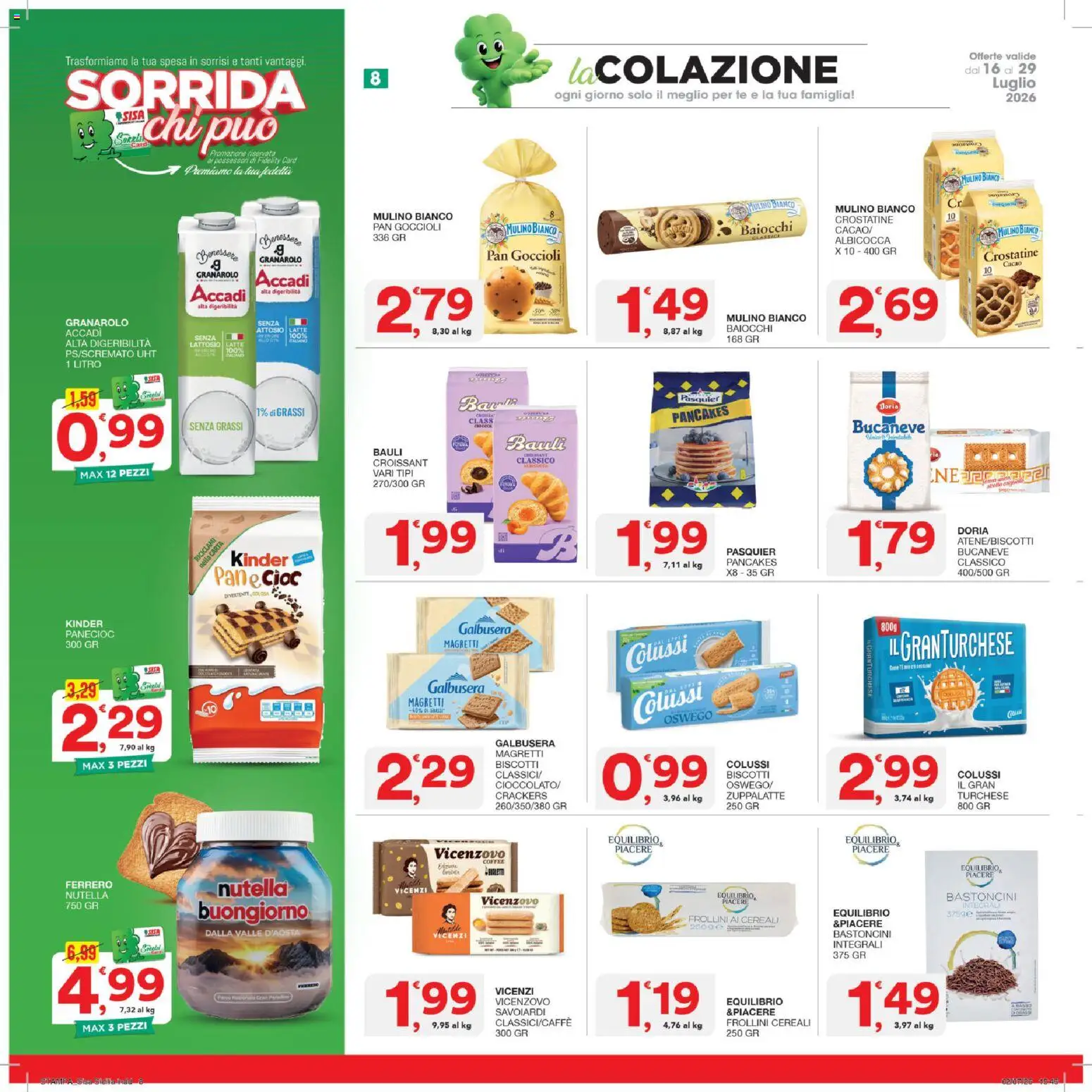 Volantino SISA del 16/07/2026 | Pagina: 8 | Prodotti: Tè, Latte, Crostatine, Frollini