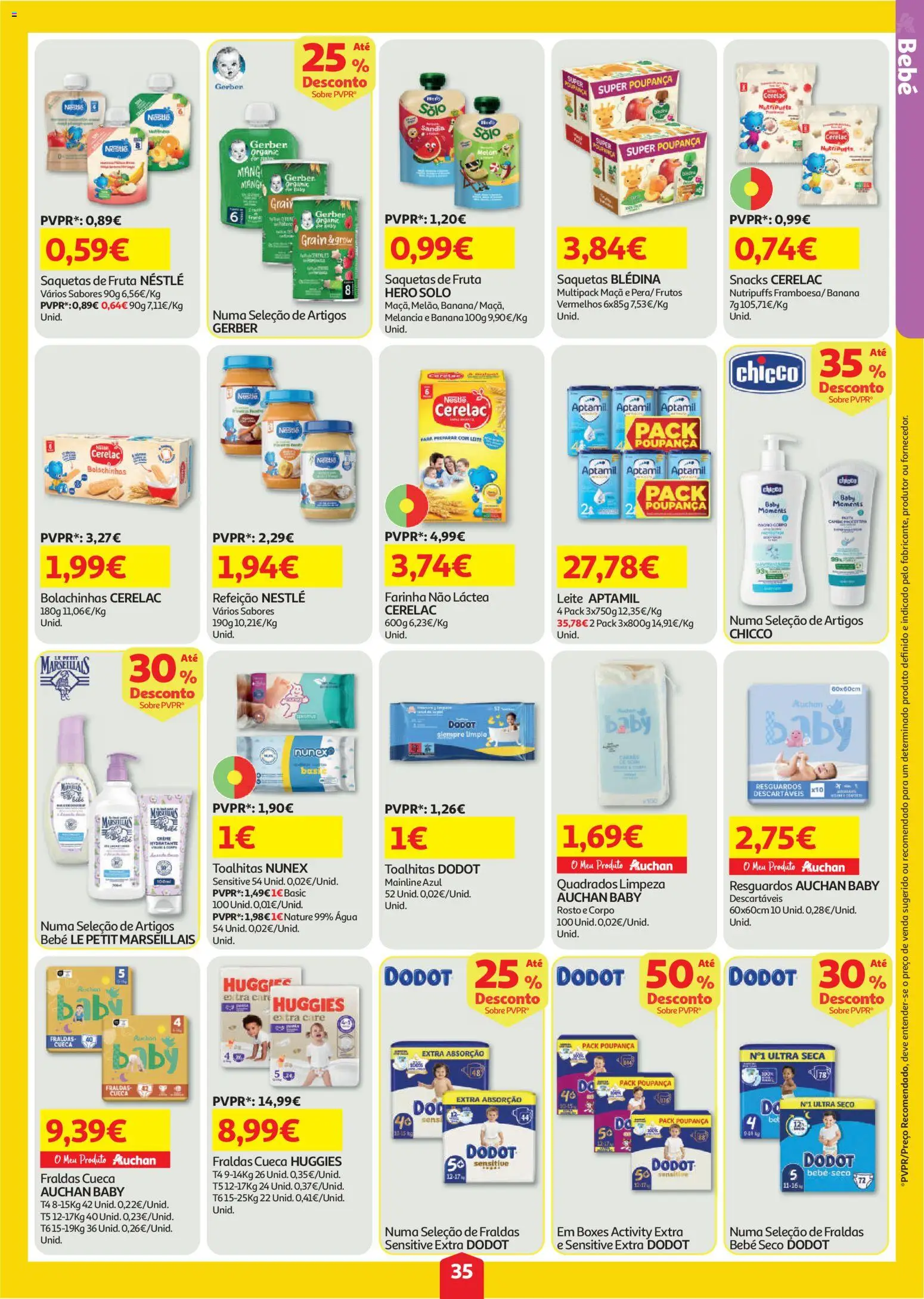 Auchan folheto │ válido de 30/07/2026 | Página: 35 | Produtos: Fraldas, Nestlé, Maça, Creme