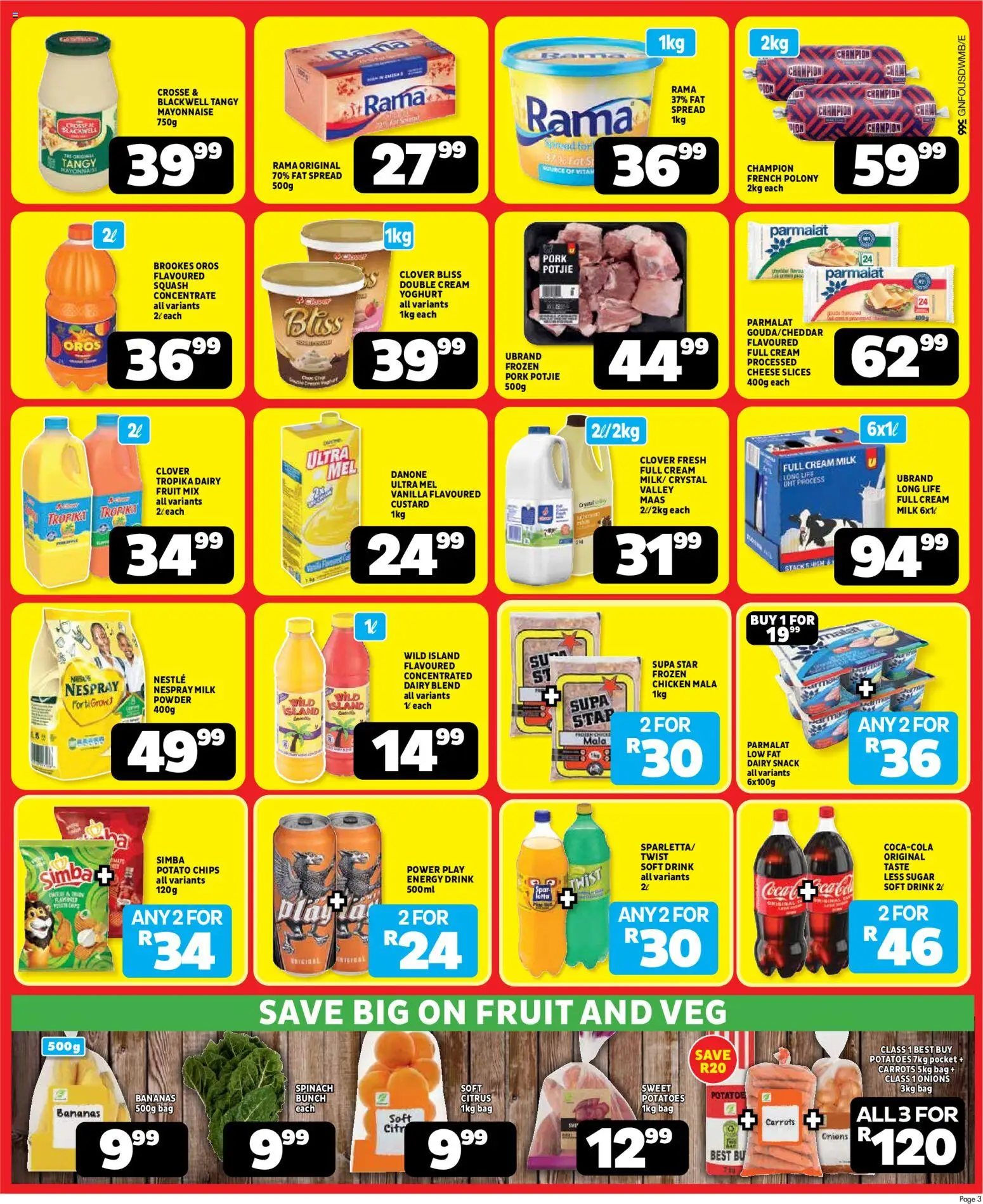 New Usave catalogue – valid from 20/07/2026 | Page: 3 | Products: Milk, Powder, Chips, Sugar