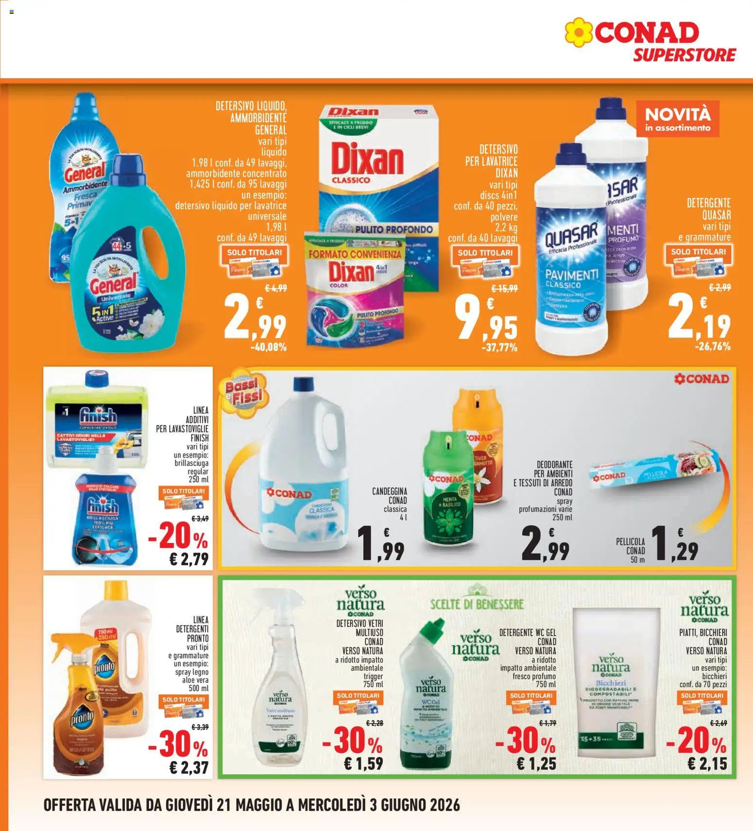 Volantino Conad del 21.05.2026 | Pagina: 22 | Prodotti: Candeggina, Aloe vera, WC, Profumo