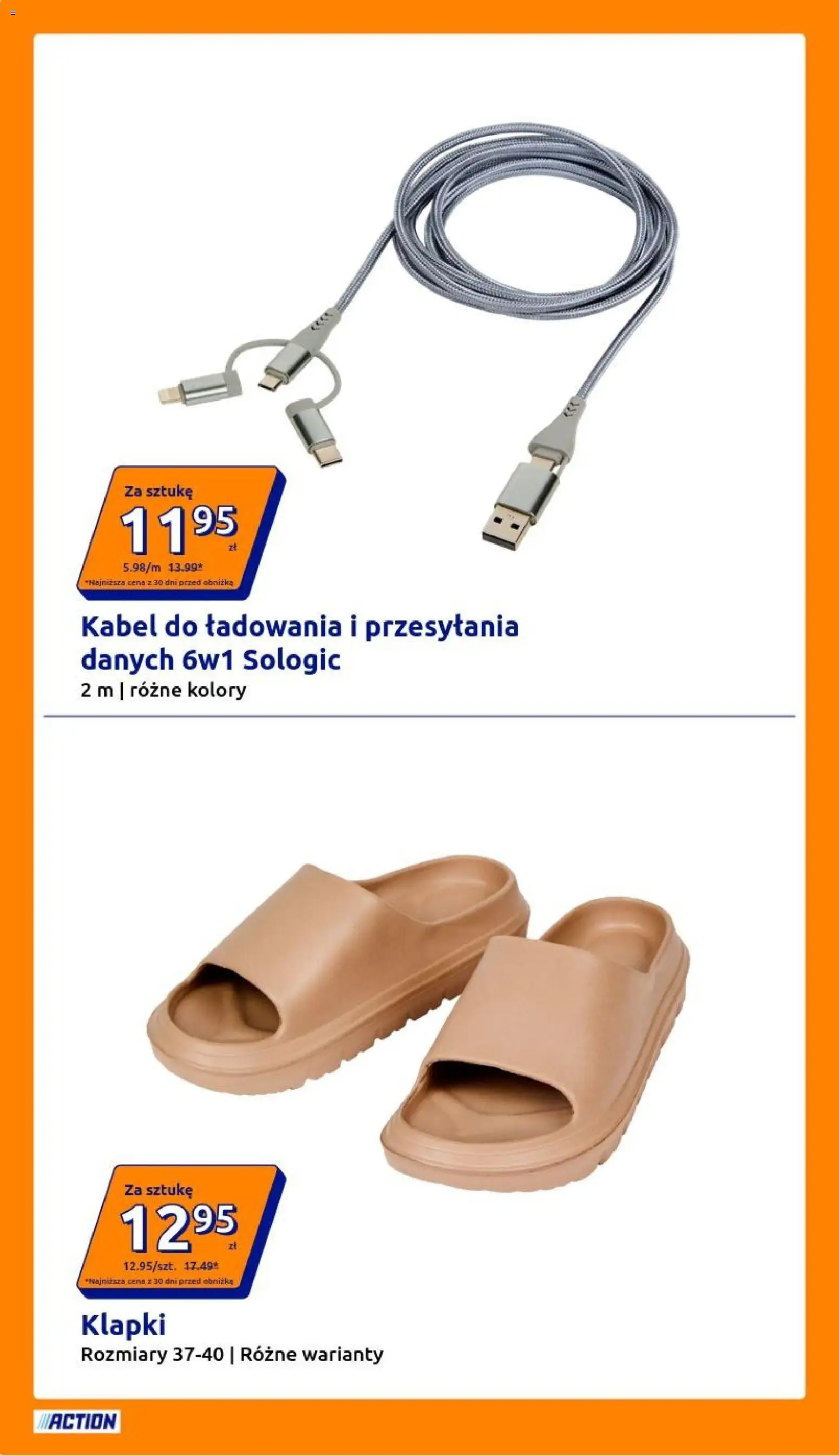 Action gazetka od 03.06.2026 | Strona: 28 | Produkty: Klapki, Kabel