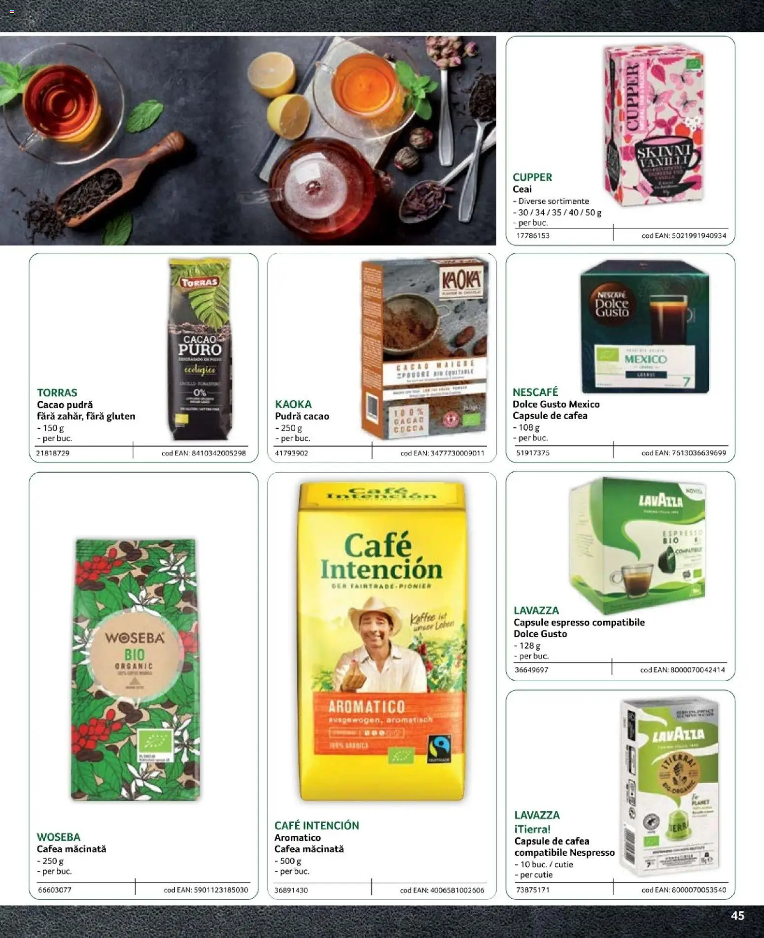 Noul catalog Selgros – valabil de la 09.02.2024 | Pagină: 45 | Produse: Cutie, Cafea, Ceai, Cacao