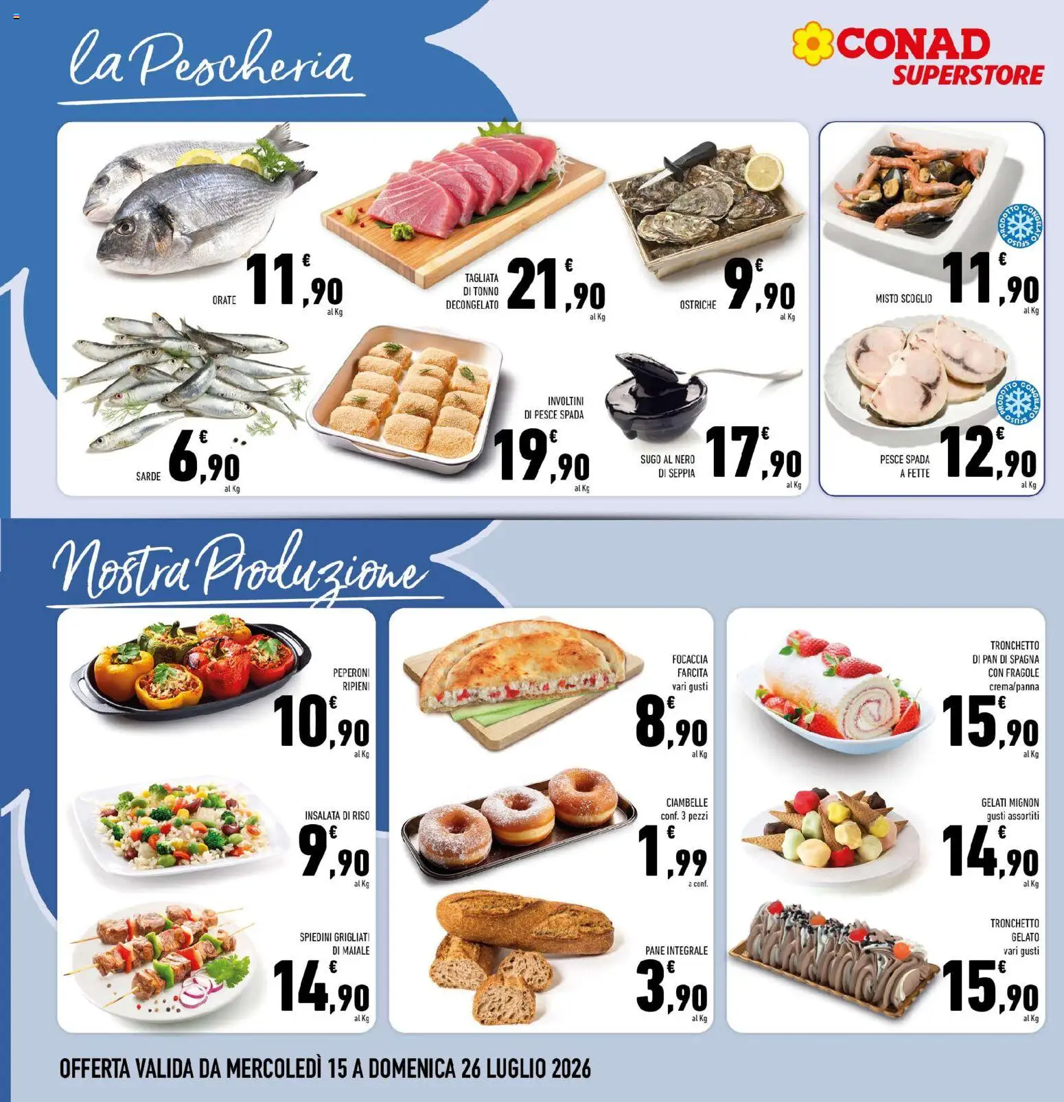 Volantino Conad del 15/07/2026 | Pagina: 8 | Prodotti: Riso, Gelato, Tonno, Pesce spada