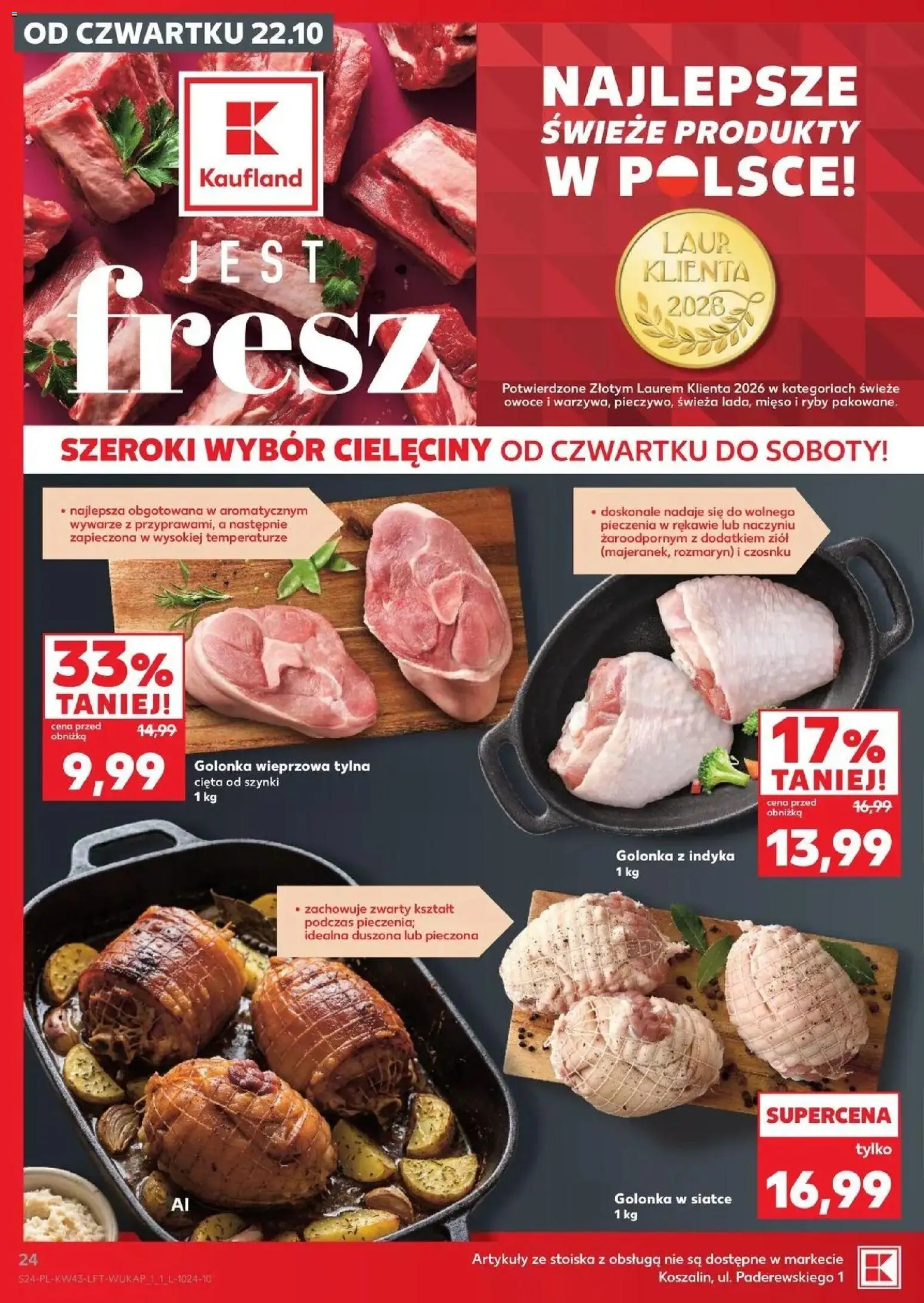Kaufland aktualna gazetka od 22.10.2026 - od jutra PDF | Strona: 24 | Produkty: Golonka, Mięso, Ryby, Owoce