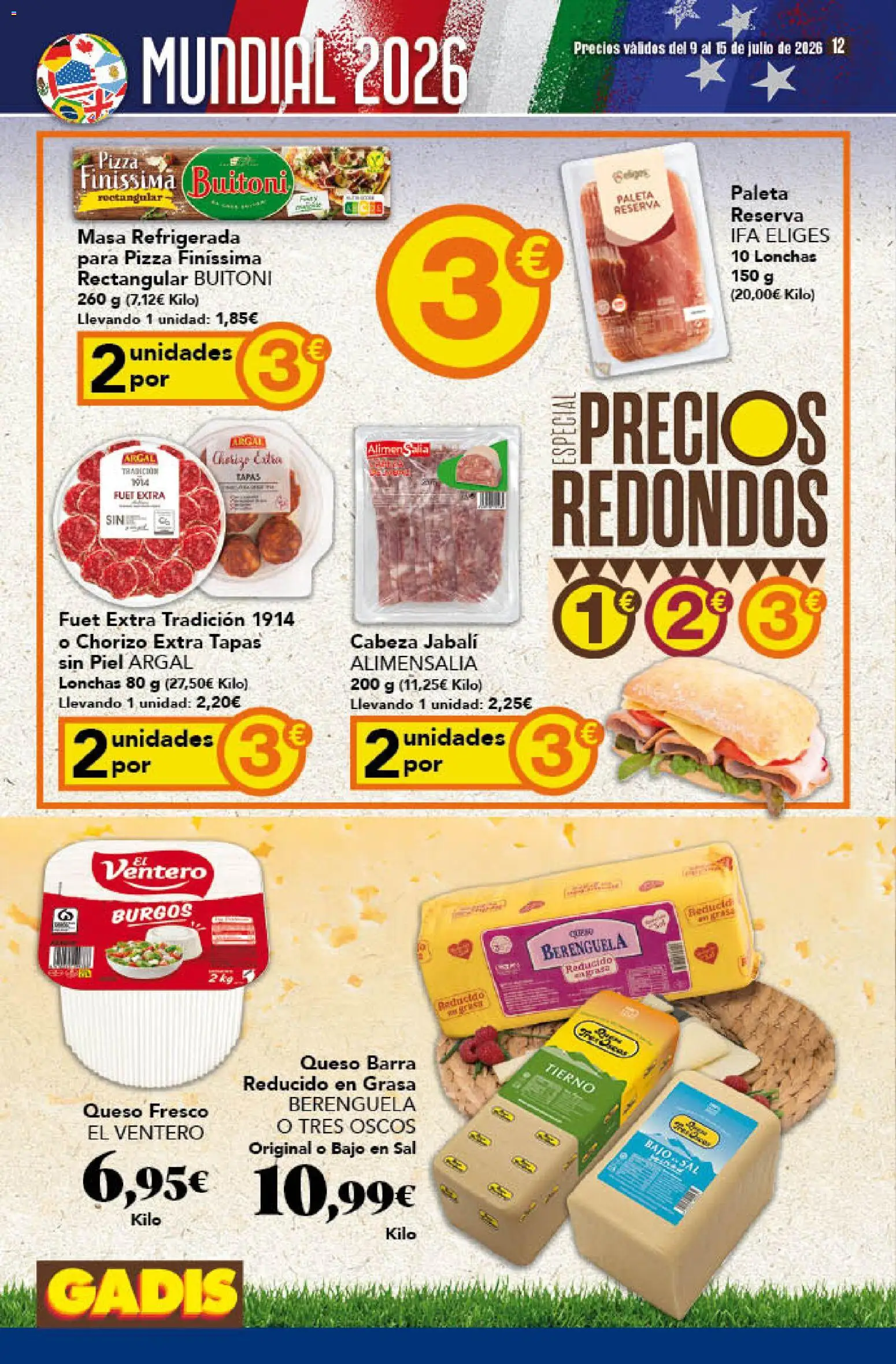 Gadis folleto │ válido desde el 09/07/2026 | Página: 12 | Productos: Queso, Pizza, Queso fresco