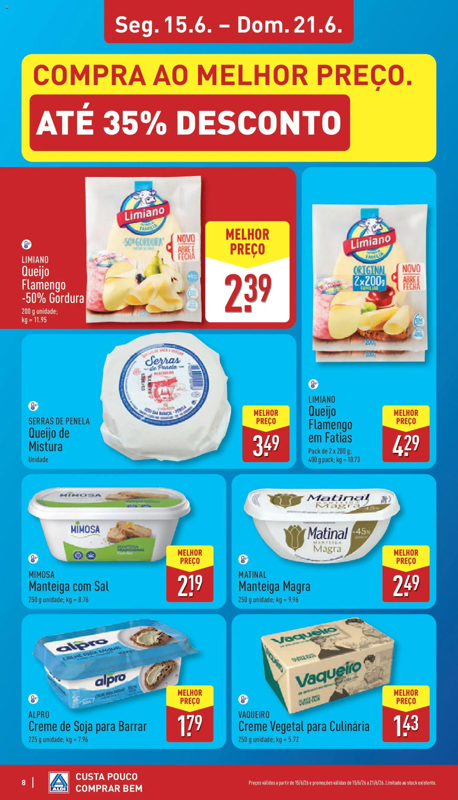 Aldi folheto │ válido de 15.06.2026 | Página: 8 | Produtos: Soja, Sal, Queijo, Creme