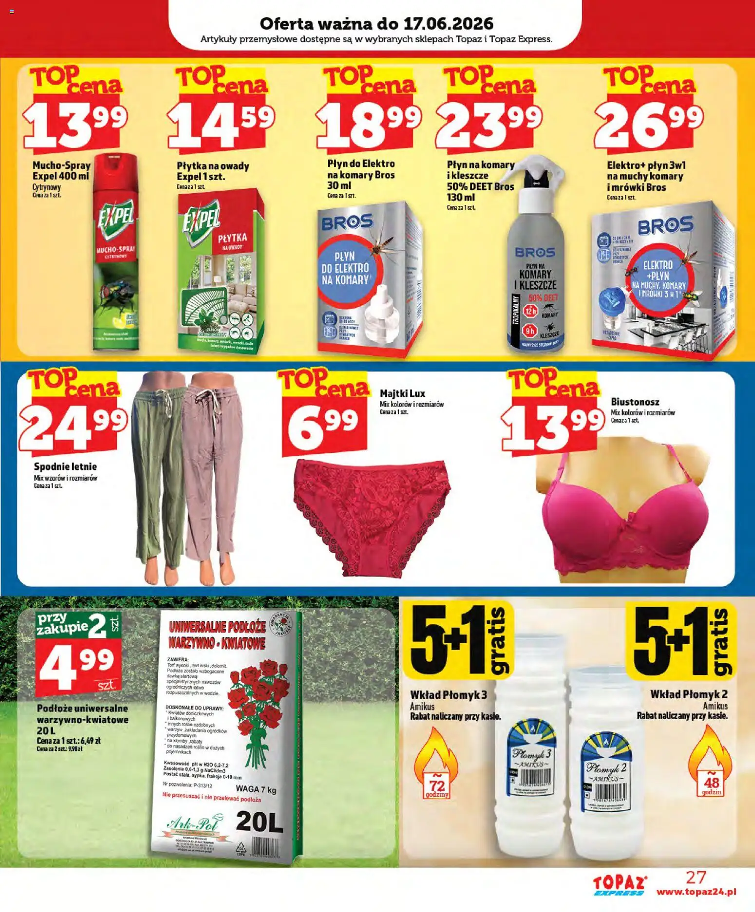 Topaz gazetka - Express od 11.06.2026 | Strona: 27 | Produkty: Majtki, Biustonosz, Waga, Artykuły przemysłowe