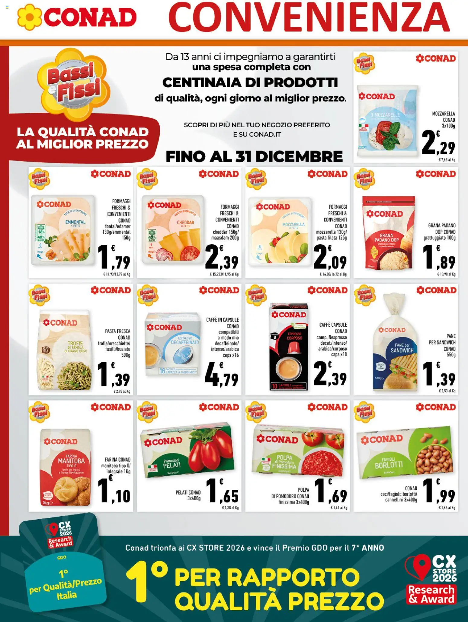 Volantino Conad del 23/09/2026 | Pagina: 6 | Prodotti: Caffè, Cheddar, Mozzarella, Pomodori