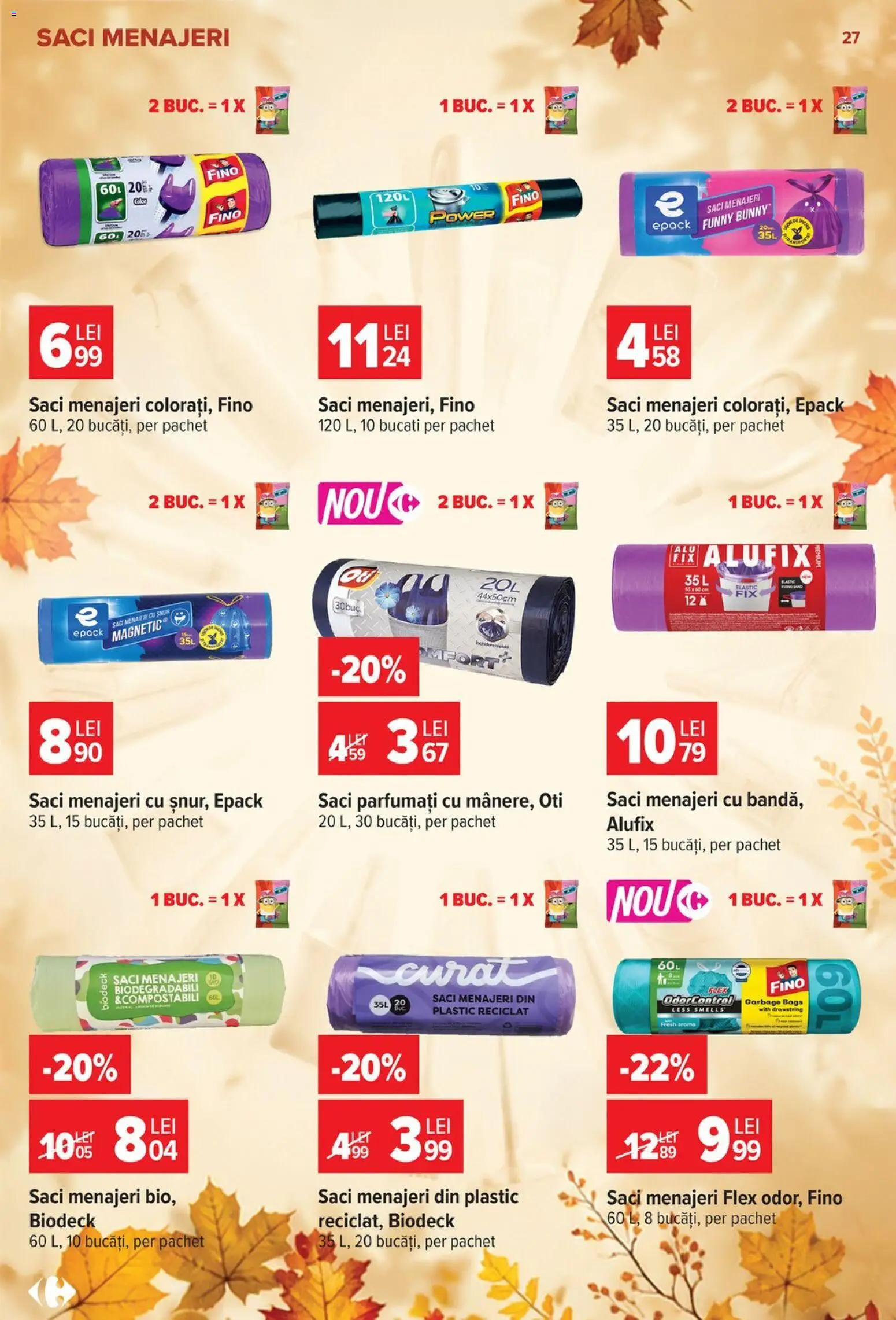 Noul catalog Carrefour – valabil de la 30.09.2026 | Pagină: 27 | Produse: Saci menajeri, Power, Oti