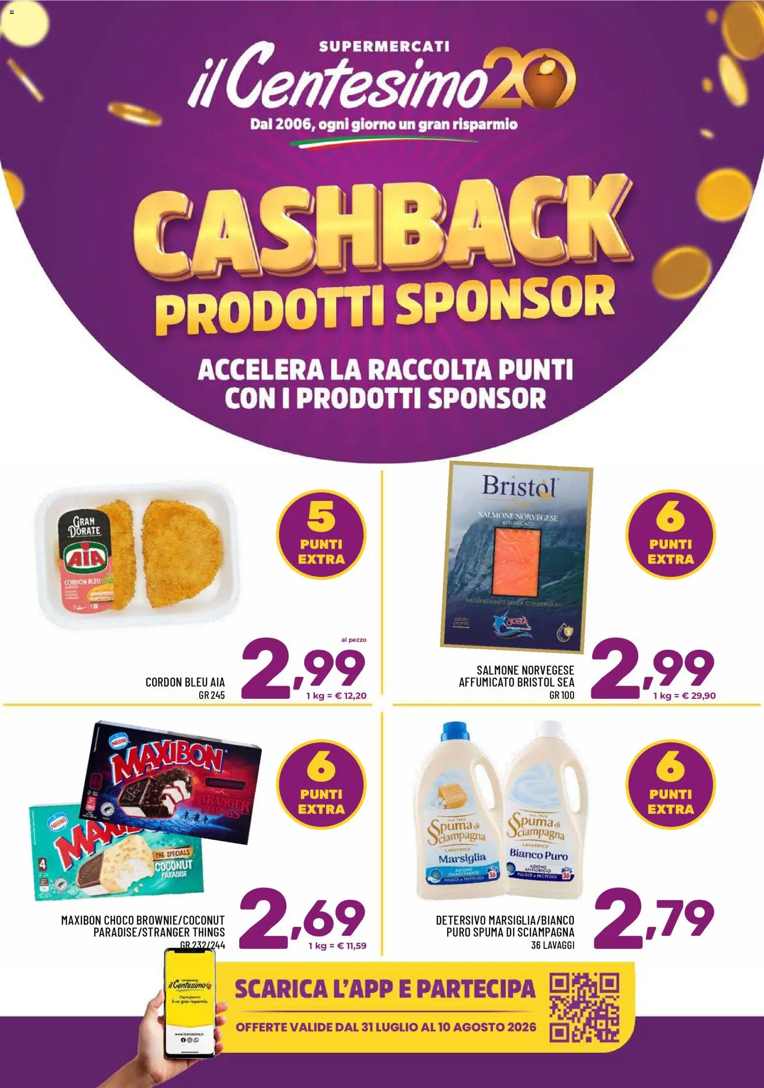 Volantino Il Centesimo del 31/07/2026 | Pagina: 1 | Prodotti: Salmone, Lavatrice, The