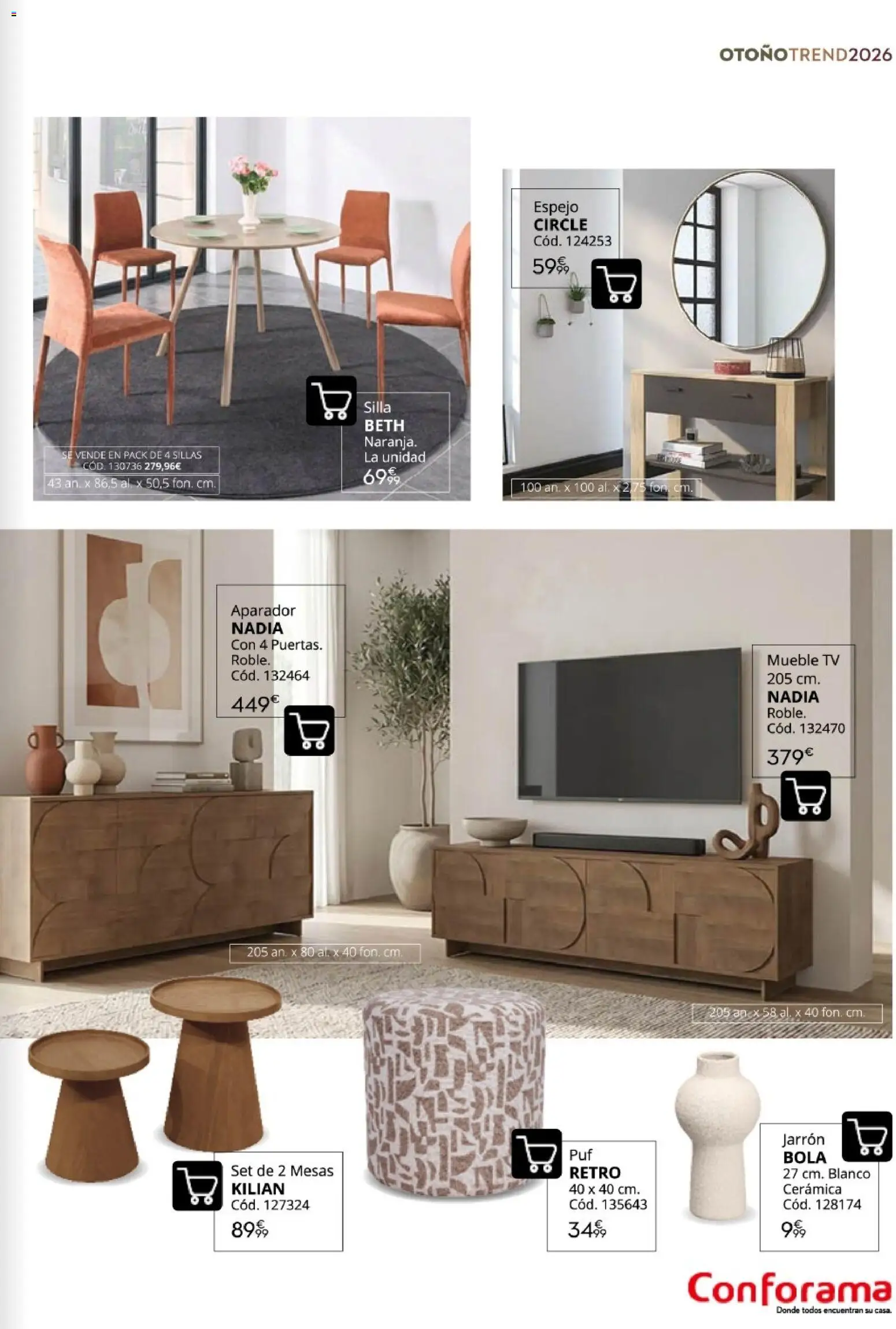 Conforama Guía de otoño 2026 │ válido desde el 30/09/2026 | Página: 29 | Productos: Silla, Aparador, Espejo, Jarrón