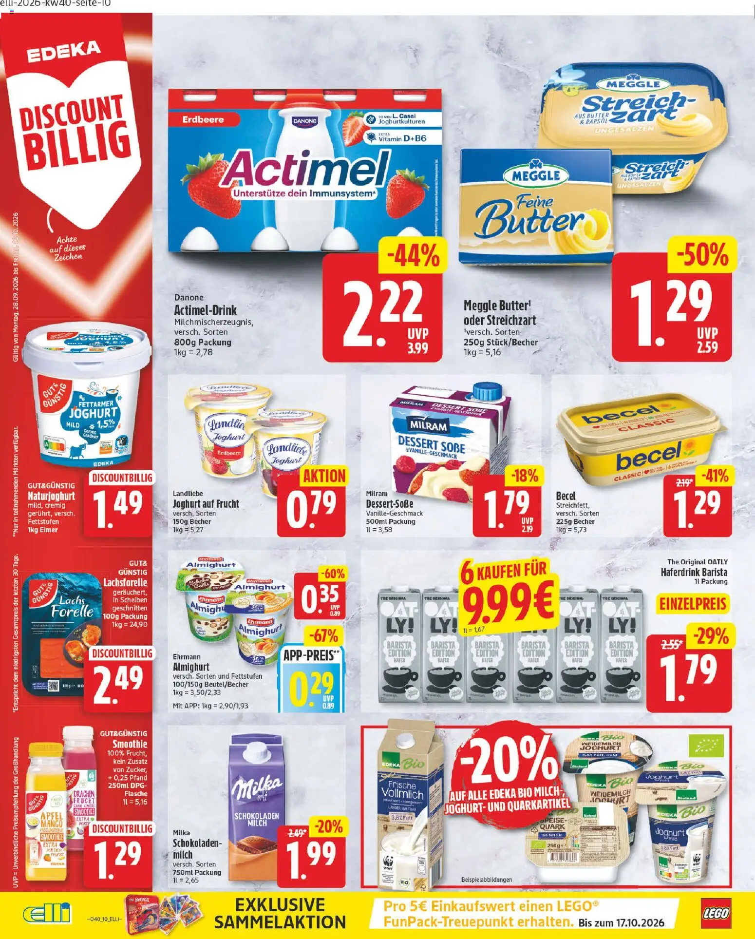 Elli Markt Prospekt – gültig ab 28.09.2026 | Seite: 10 | Produkte: Actimel, Milch, Mango, Meggle butter