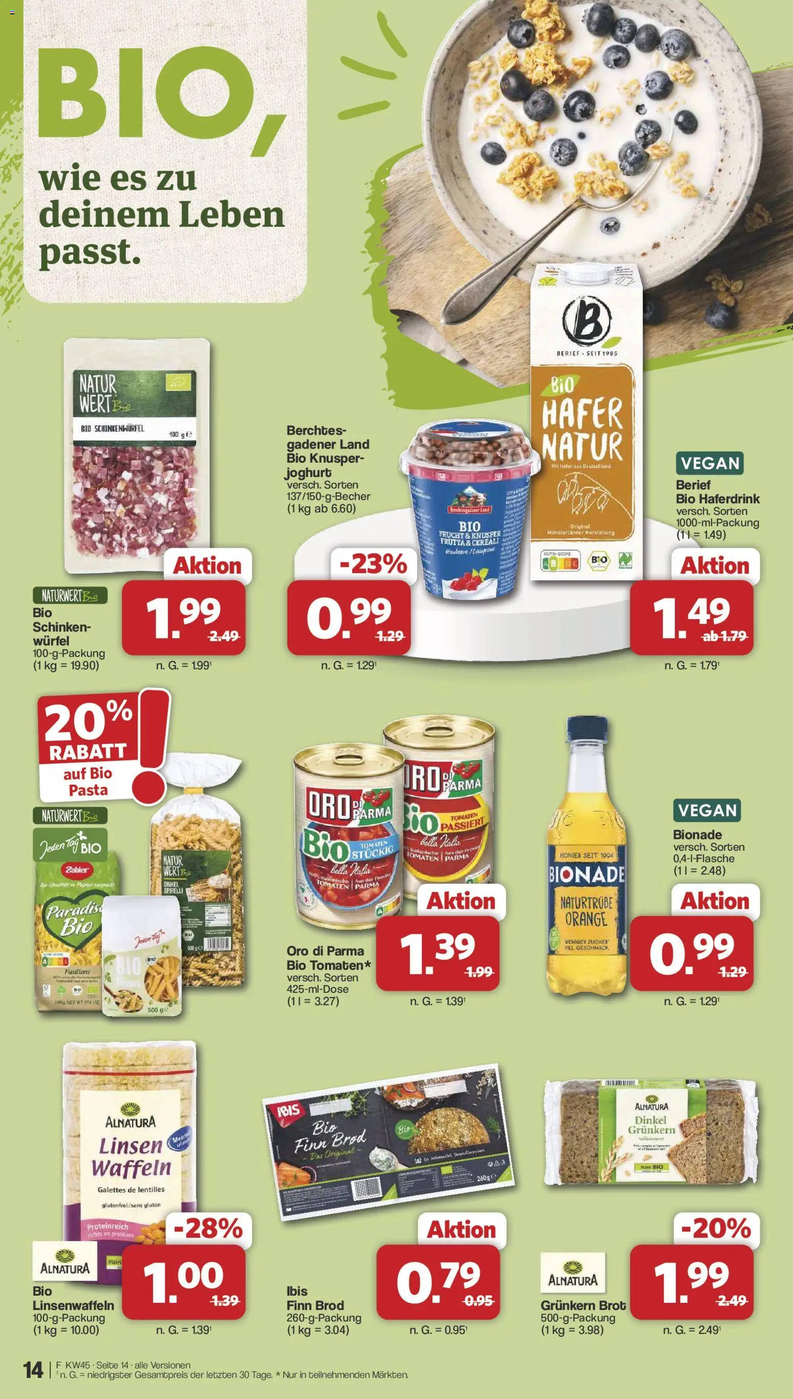 Famila Nordwest Kusten Days – gültig ab 02.11.2026 | Seite: 14 | Produkte: Oro di parma, Haferdrink, Zucker, Brot