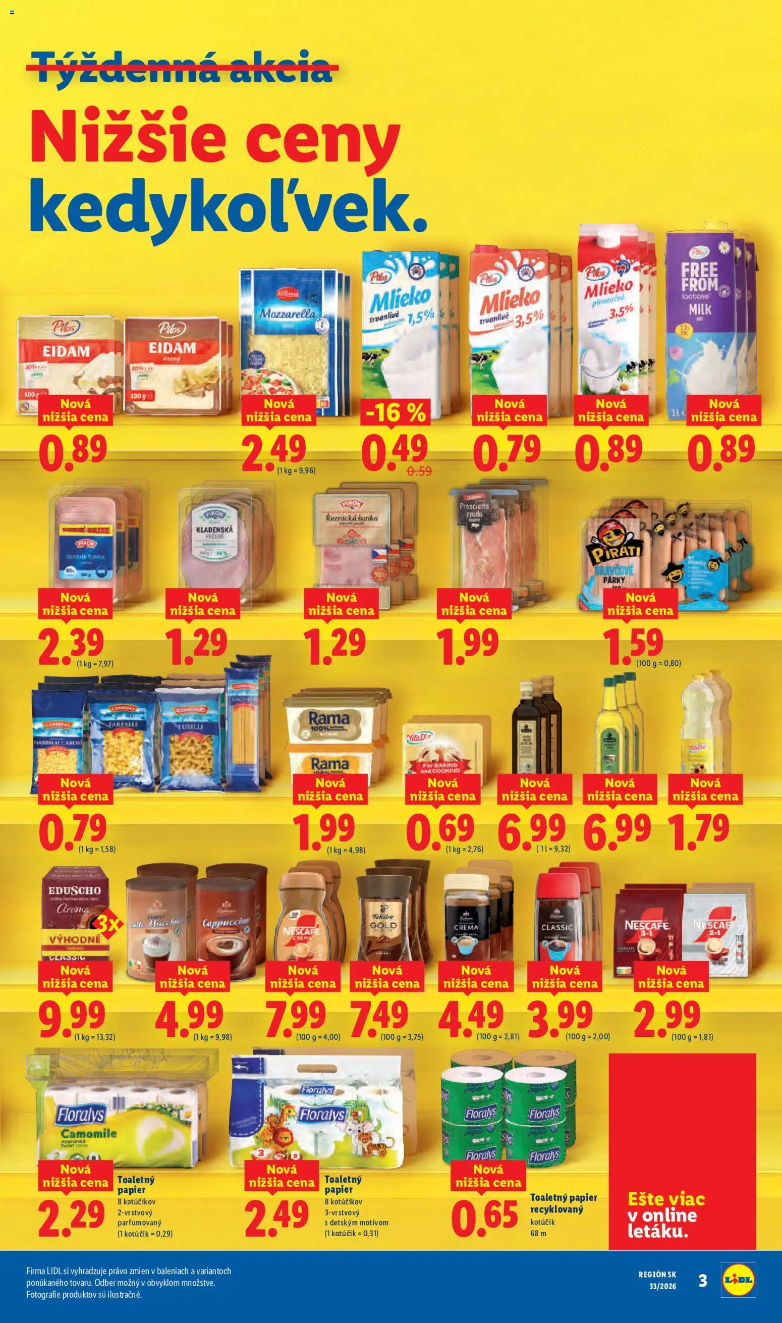Nové Lidl akcie – leták je platný od 10.08.2026 | Strana: 5 | Produkty: Mozzarella, Toaletný papier, Nescafé Gold, Cappuccino