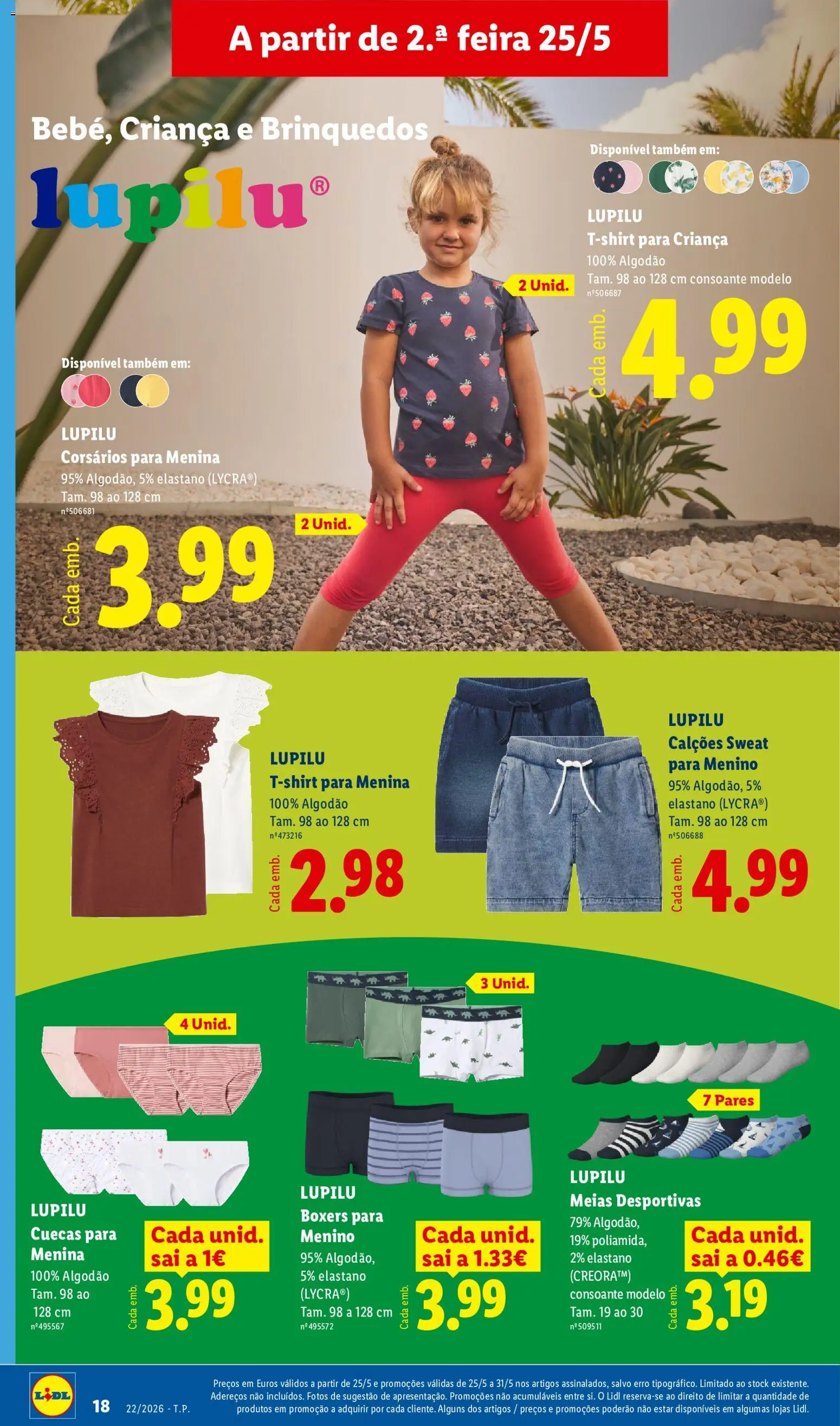 Lidl Novidades │ válido de 25.05.2026 | Página: 18 | Produtos: Algodão, Calções, Meias, Cuecas