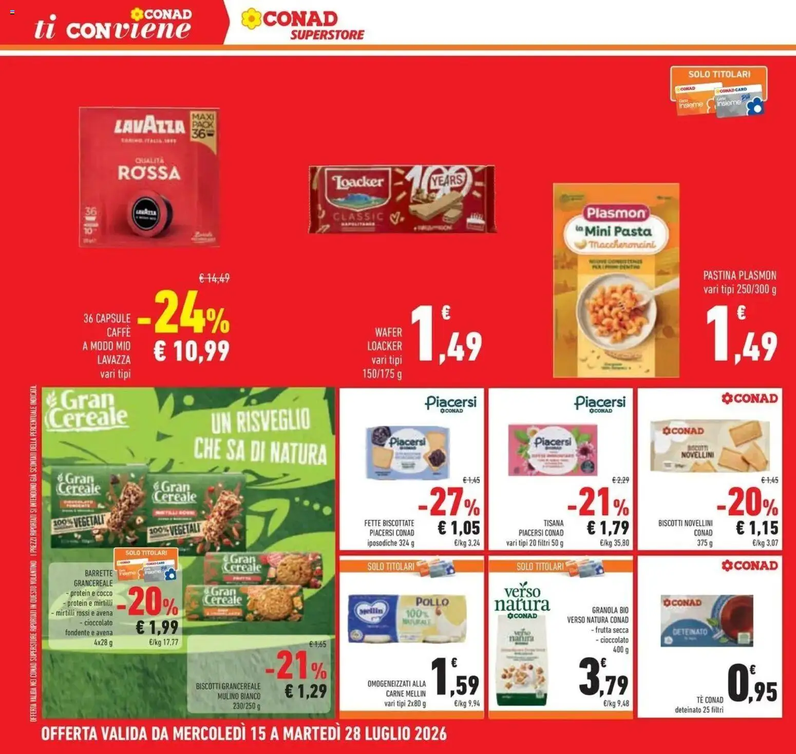 Volantino Conad del 14/07/2026 | Pagina: 30 | Prodotti: Cioccolato, Frutta secca, Pasta, Mirtilli rossi