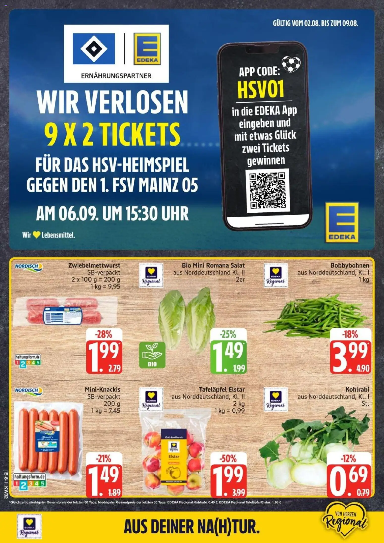 Edeka Prospekt Hamburg – gültig ab 03.08.2026 | Seite: 9 | Produkte: Kohlrabi, Salat, Uhr