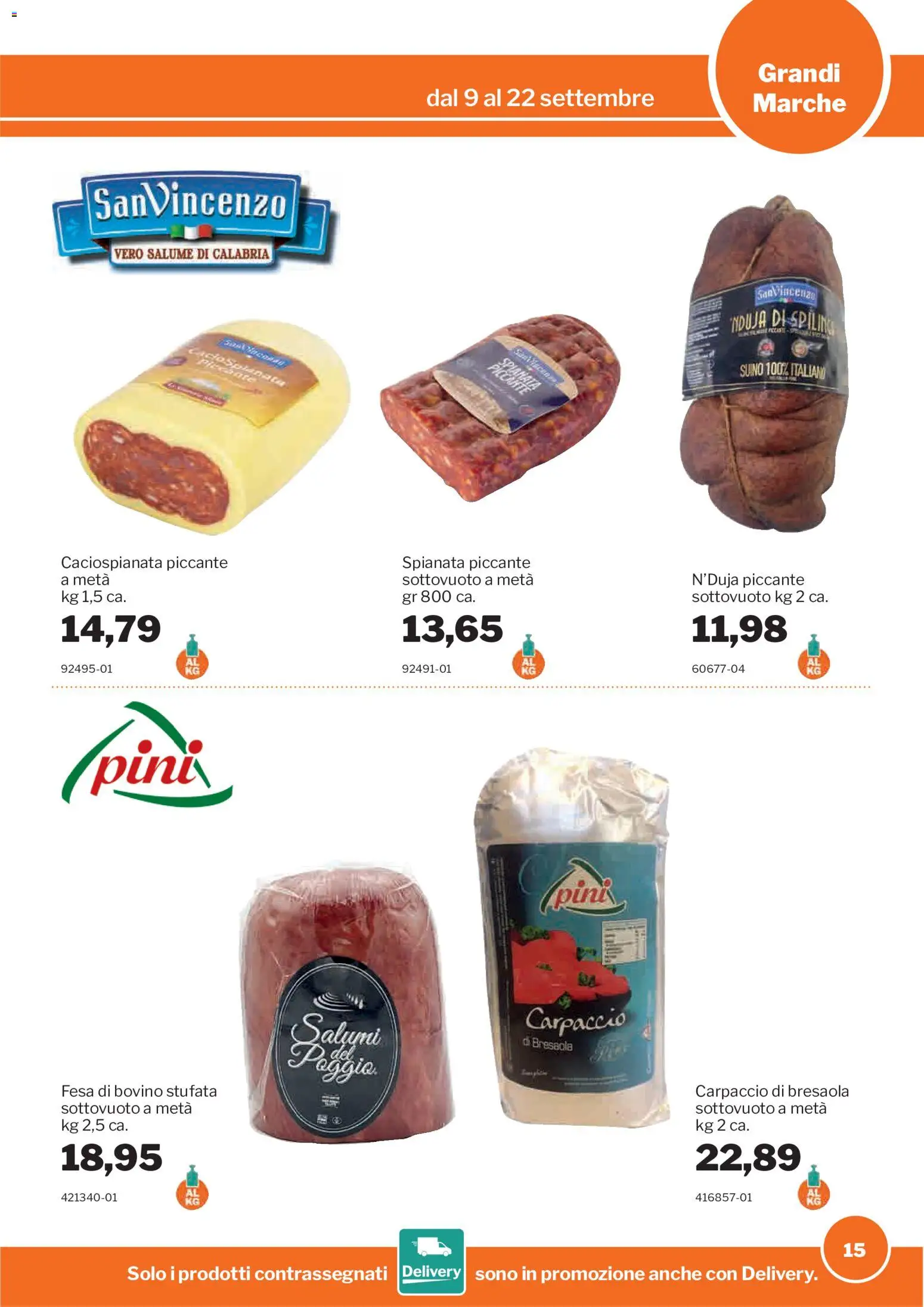 Volantino Sogegross del 09/09/2026 | Pagina: 15 | Prodotti: Bovino, Carpaccio, Bresaola, Suino