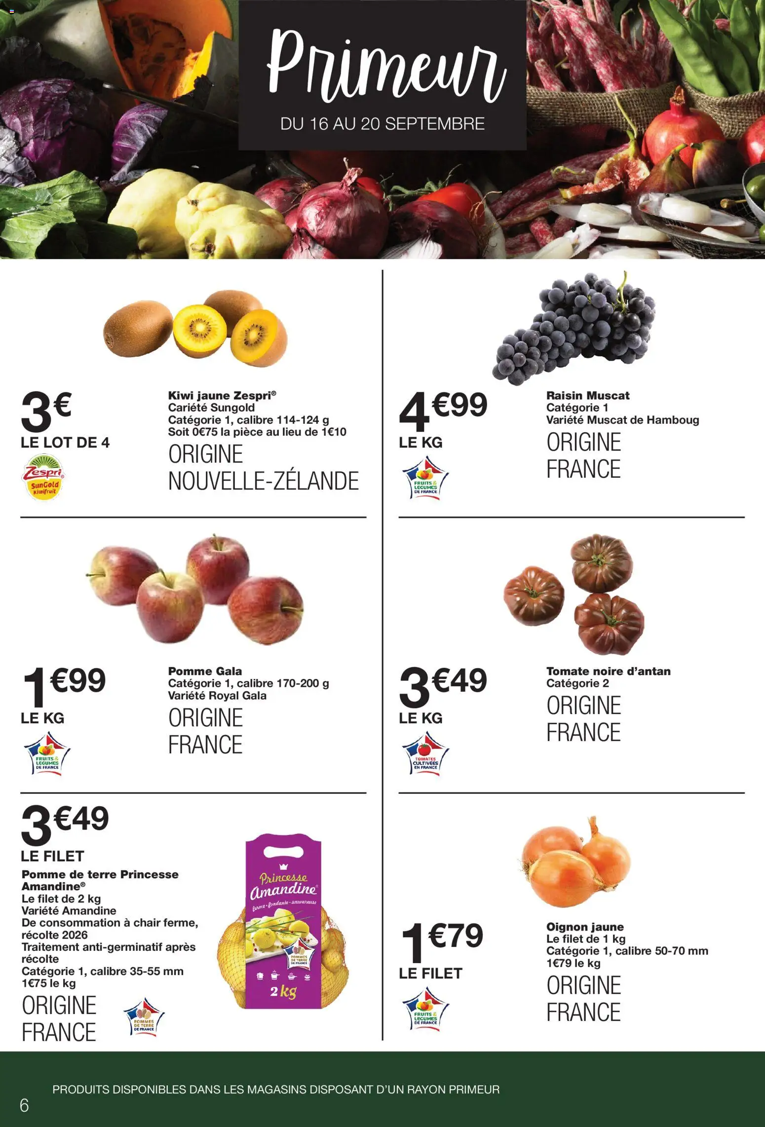 {H1} | Page: 6 | Produits: Pomme, Raisin, Kiwi, Pommes de terre