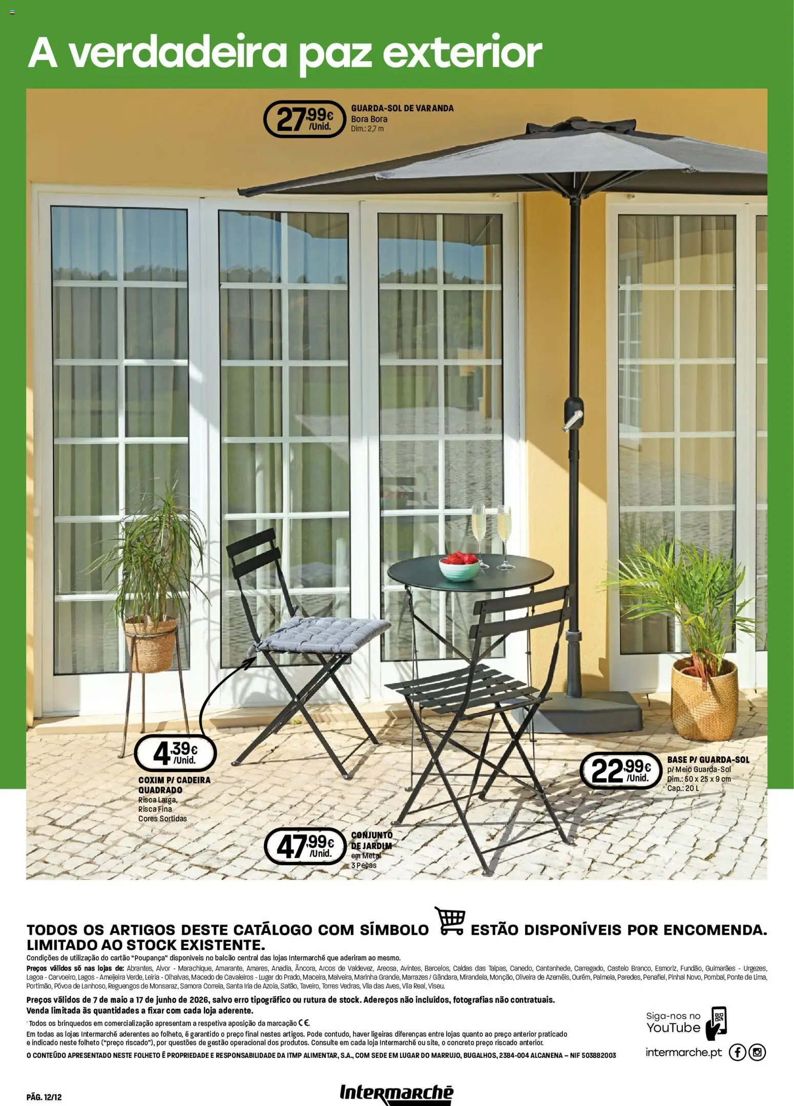 Intermarché folheto Aire Livre Super │ válido de 07.05.2026 | Página: 12 | Produtos: Base, Cadeira