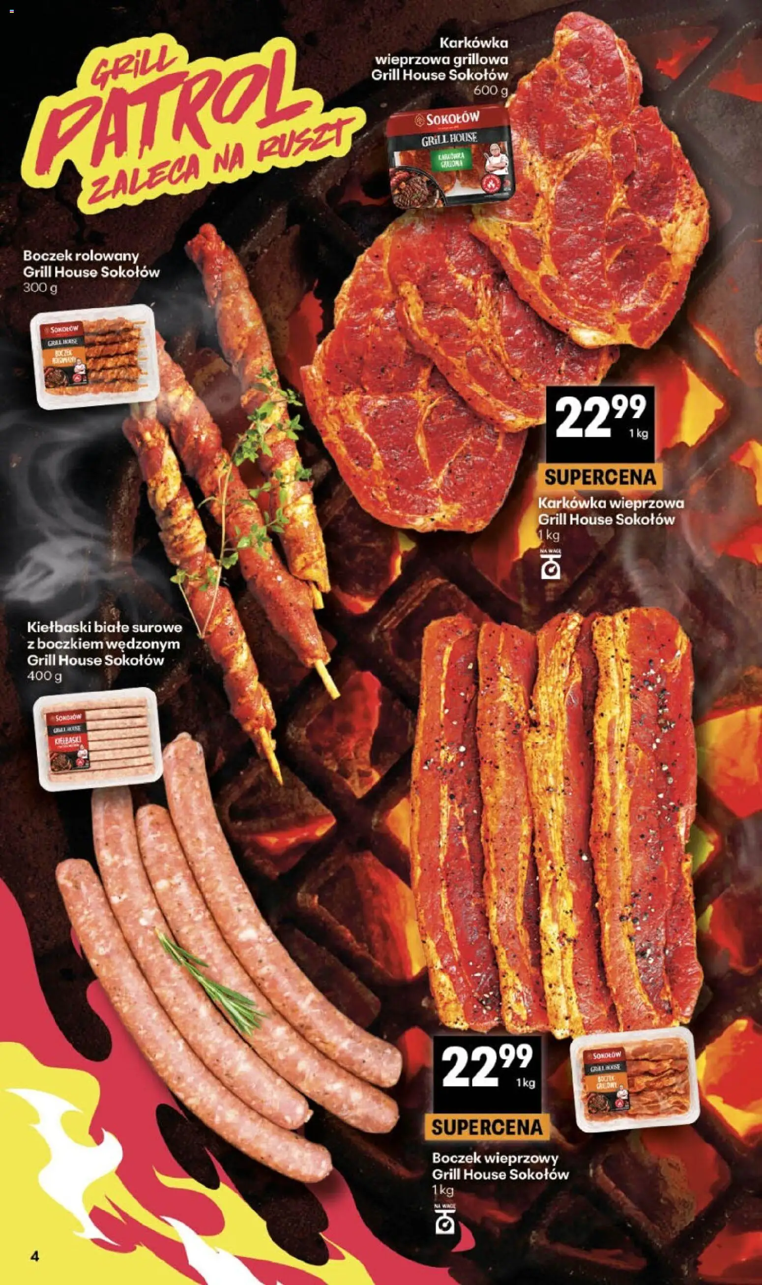 Delikatesy Centrum gazetka od 20.08.2026 | Strona: 4 | Produkty: Karkówka wieprzowa, Boczek wieprzowy, Kiełbaski, Ruszt